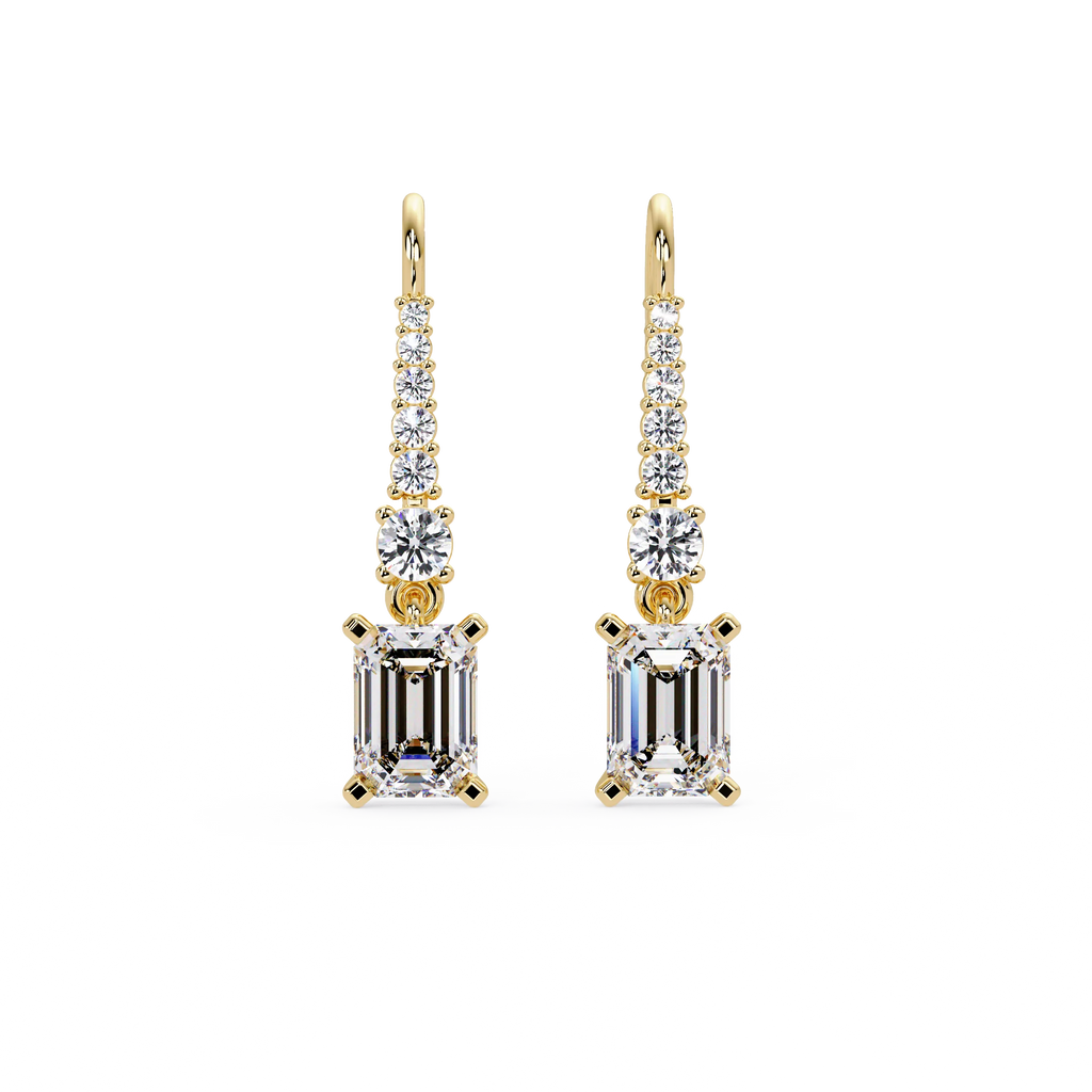 IGI Certified- 2.25 Ct. Lab Grown Diamond (VS/E-F) Emerald Cut Diamond Dangle Earrings