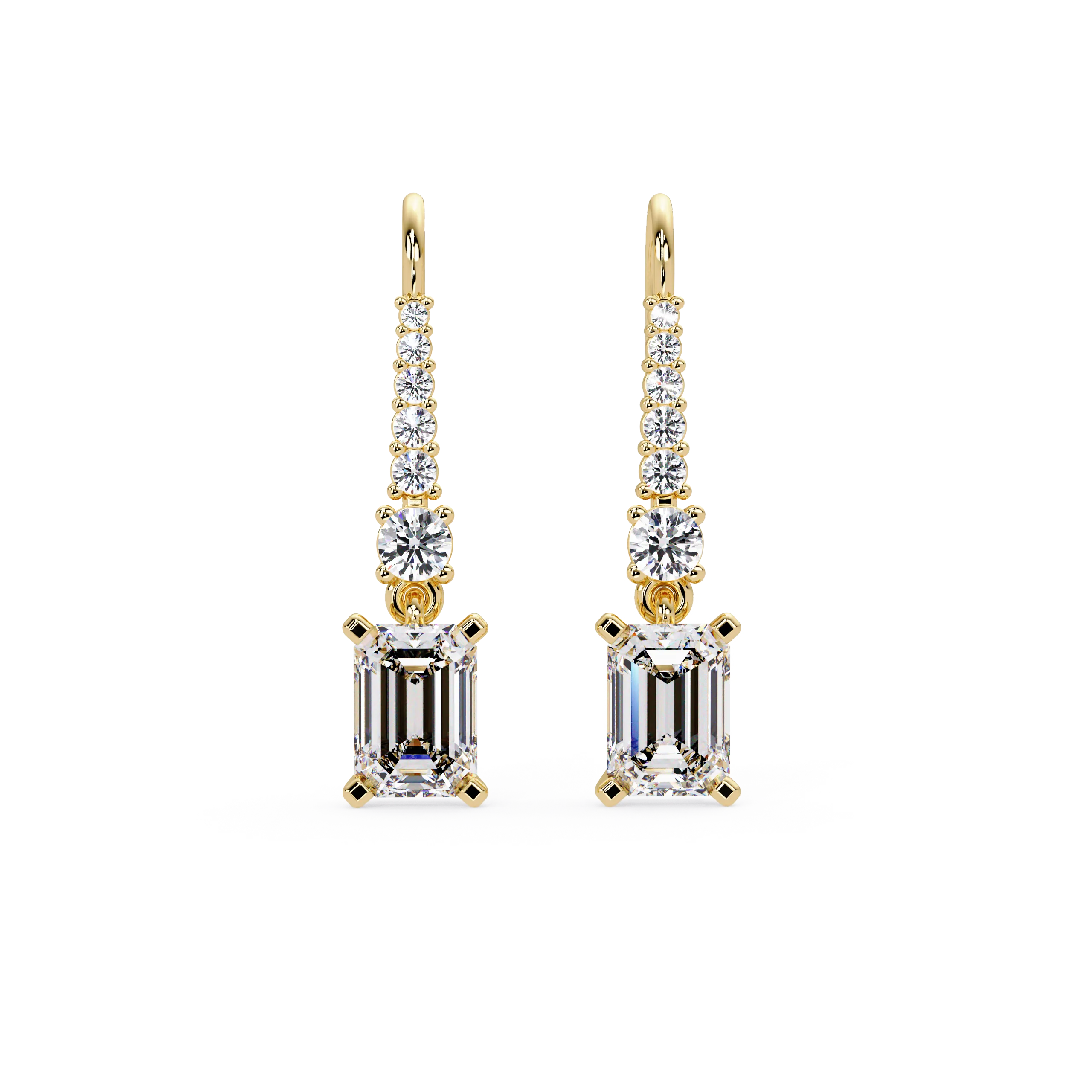IGI Certified- 2.25 Ct. Lab Grown Diamond (VS/E-F) Emerald Cut Diamond Dangle Earrings