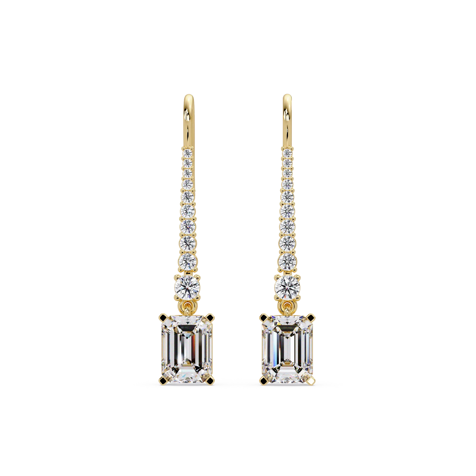 IGI Certified- 3.75 Ct. Lab Grown Diamond (VS/E-F) Glamorous Emerald Cut Diamond Earrings with Sparkling Round Accents Earring