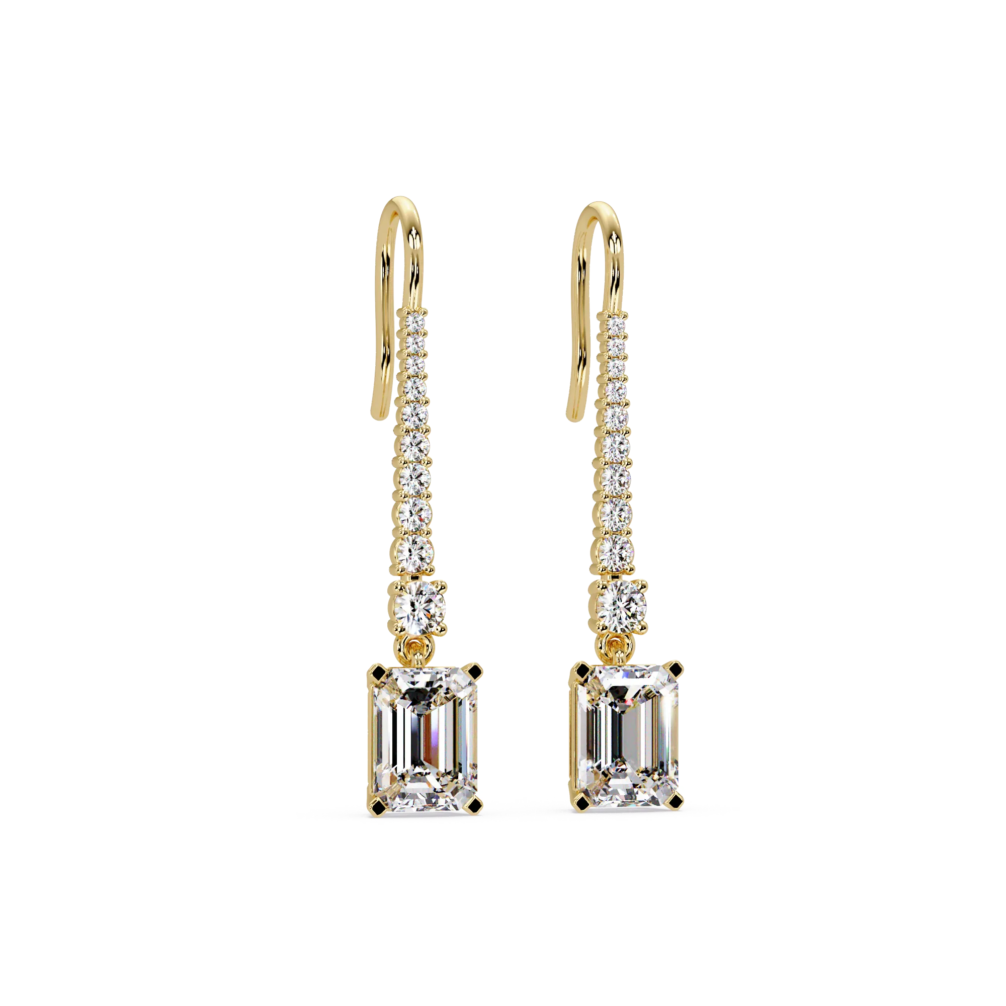 IGI Certified- 3.75 Ct. Lab Grown Diamond (VS/E-F) Glamorous Emerald Cut Diamond Earrings with Sparkling Round Accents Earring