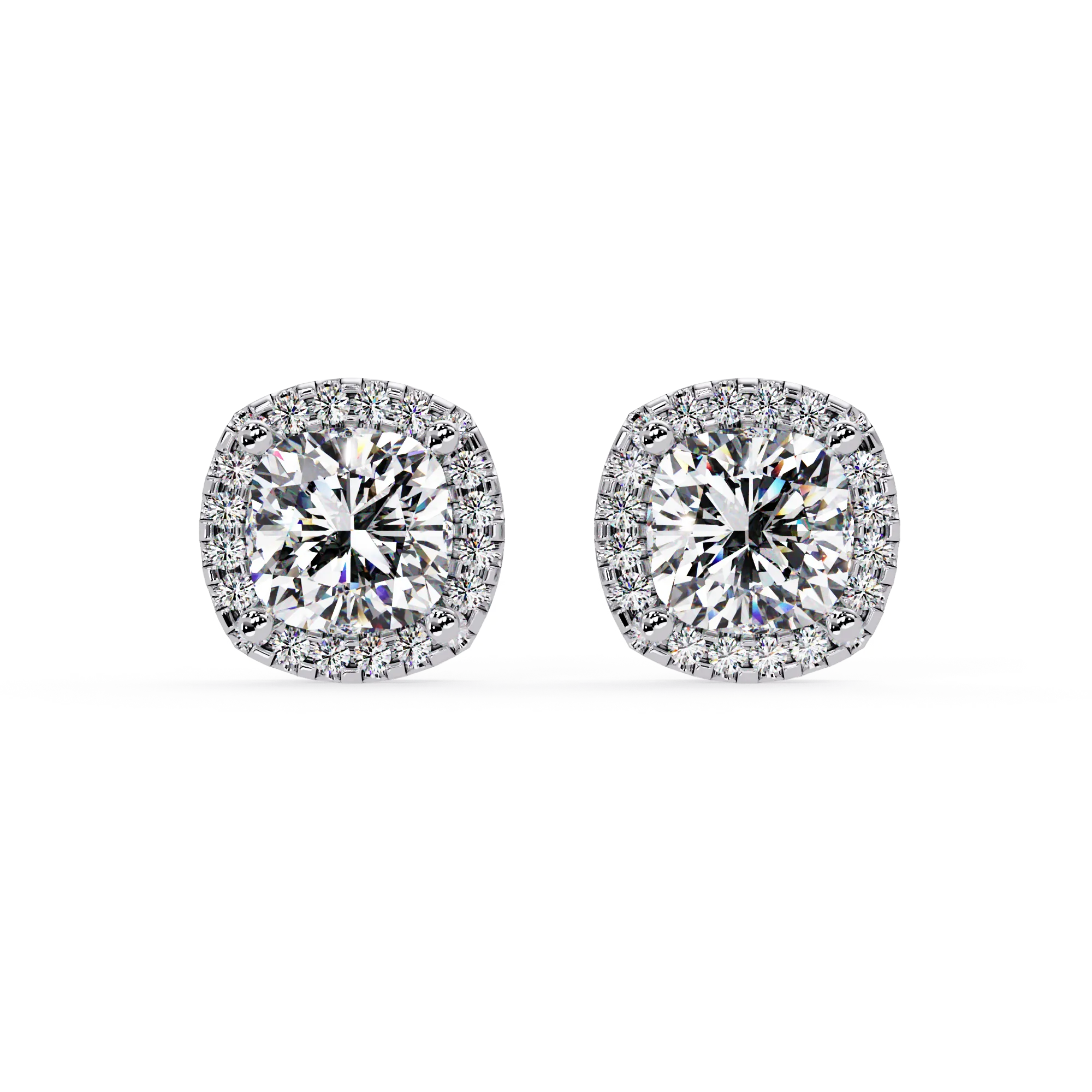 IGI Certified- 3 Ct. Lab Grown Diamond (VS/E-F) Vintage-Inspired Cushion Halo Diamond Studs Earring