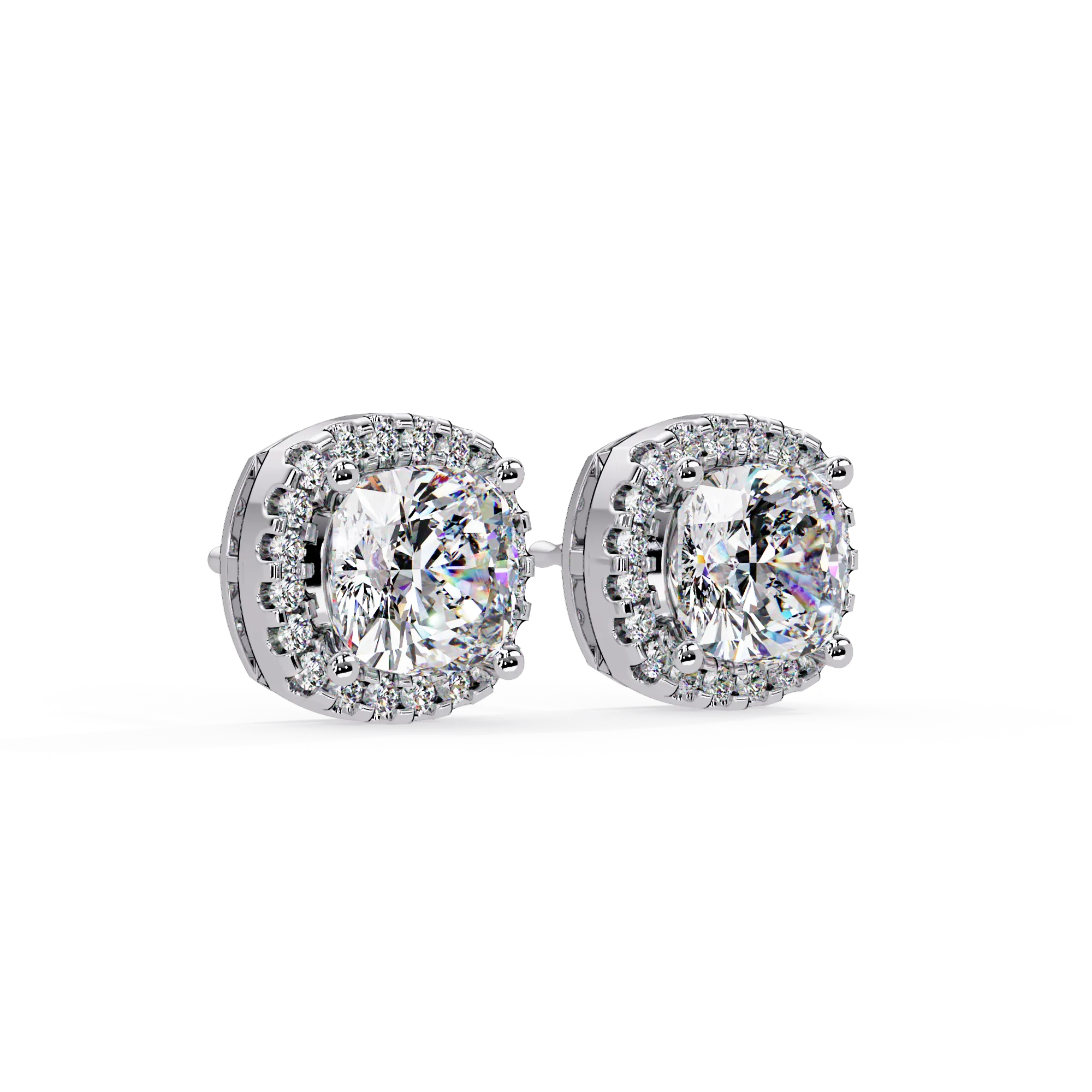 IGI Certified- 3 Ct. Lab Grown Diamond (VS/E-F) Vintage-Inspired Cushion Halo Diamond Studs Earring