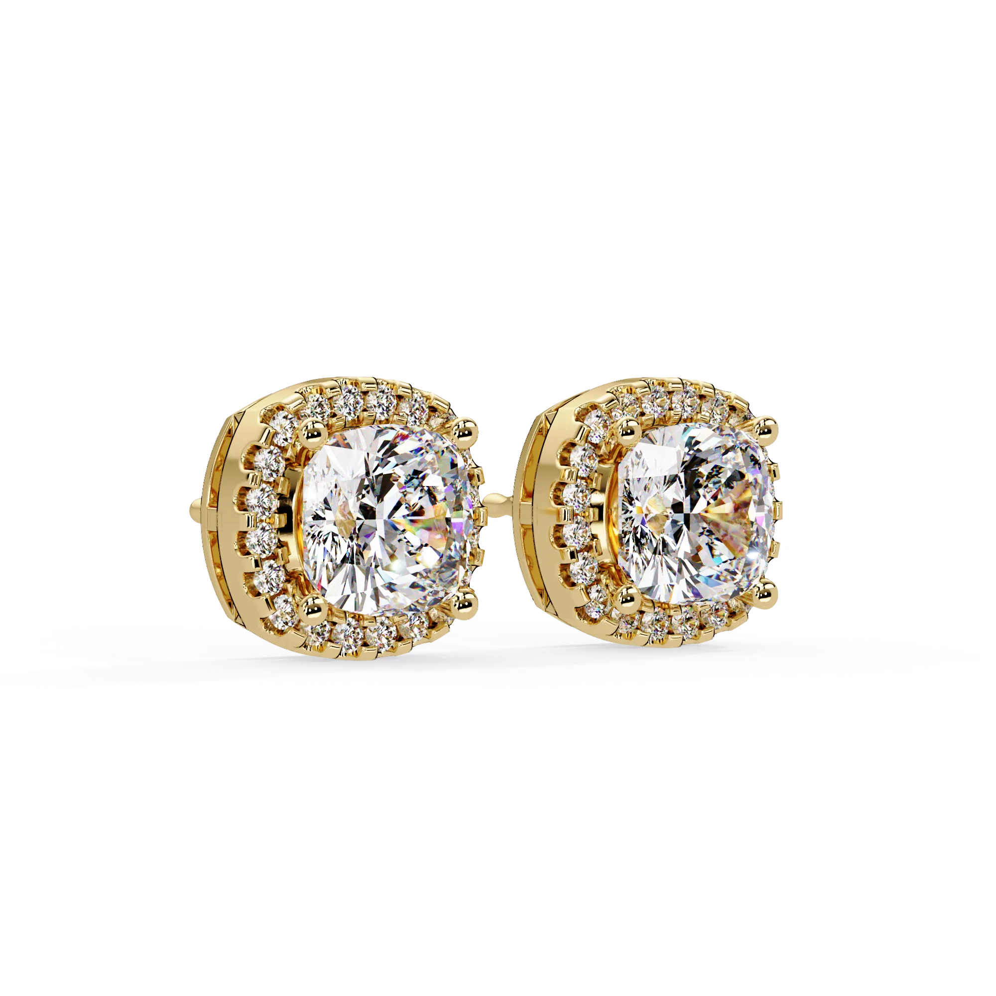IGI Certified- 3 Ct. Lab Grown Diamond (VS/E-F) Vintage-Inspired Cushion Halo Diamond Studs Earring