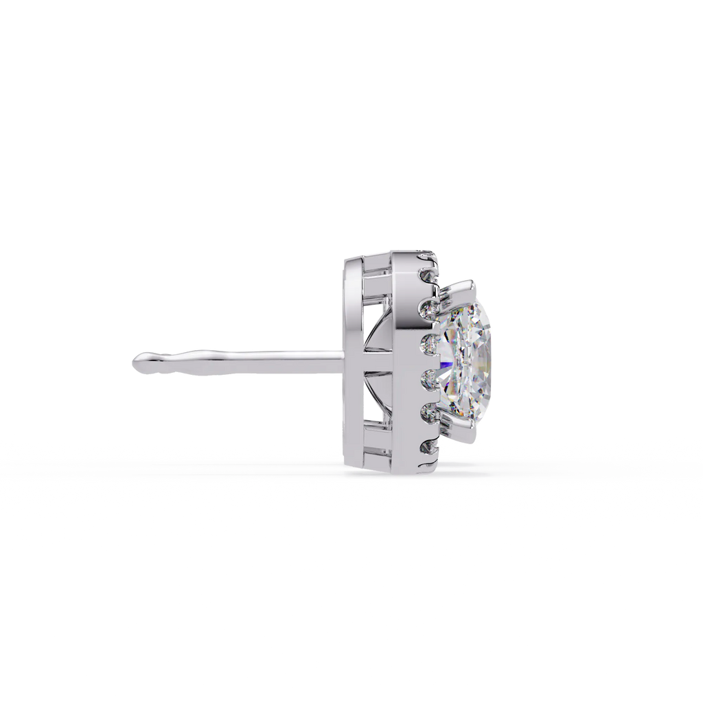 IGI Certified- 3 Ct. Lab Grown Diamond (VS/E-F) Vintage-Inspired Cushion Halo Diamond Studs Earring