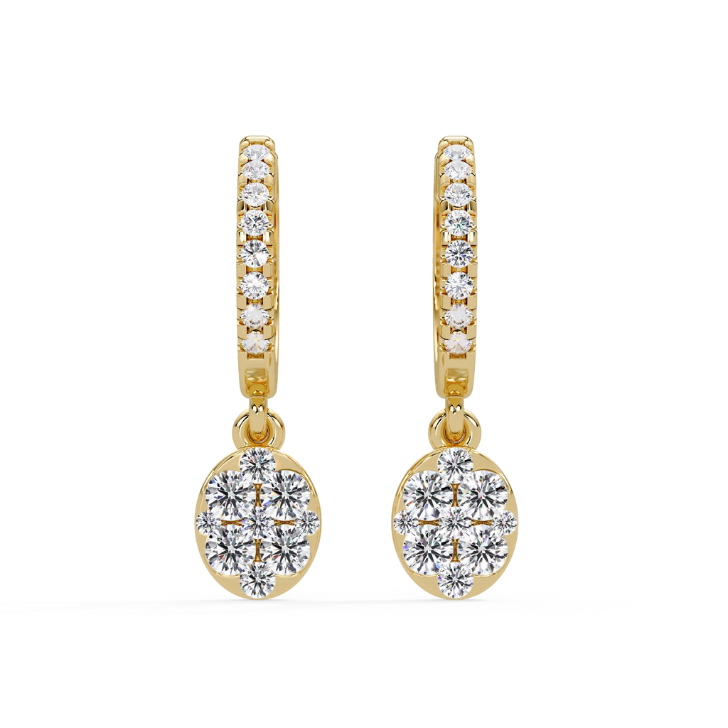 IGI Certified- 1.5 Ct. Lab Grown Diamond (VS/E-F) Diamond Hoop Dangle Earrings in Yellow and White Gold Earring