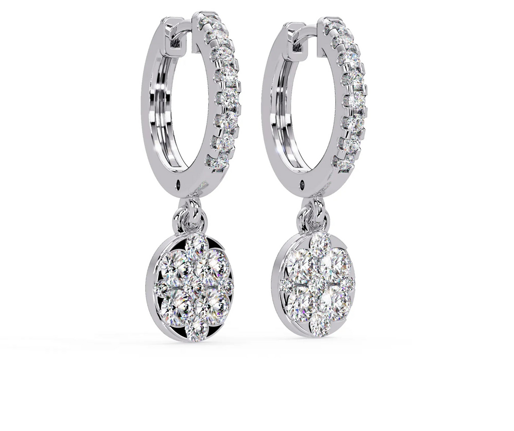 IGI Certified- 1.5 Ct. Lab Grown Diamond (VS/E-F) Diamond Hoop Dangle Earrings in Yellow and White Gold Earring
