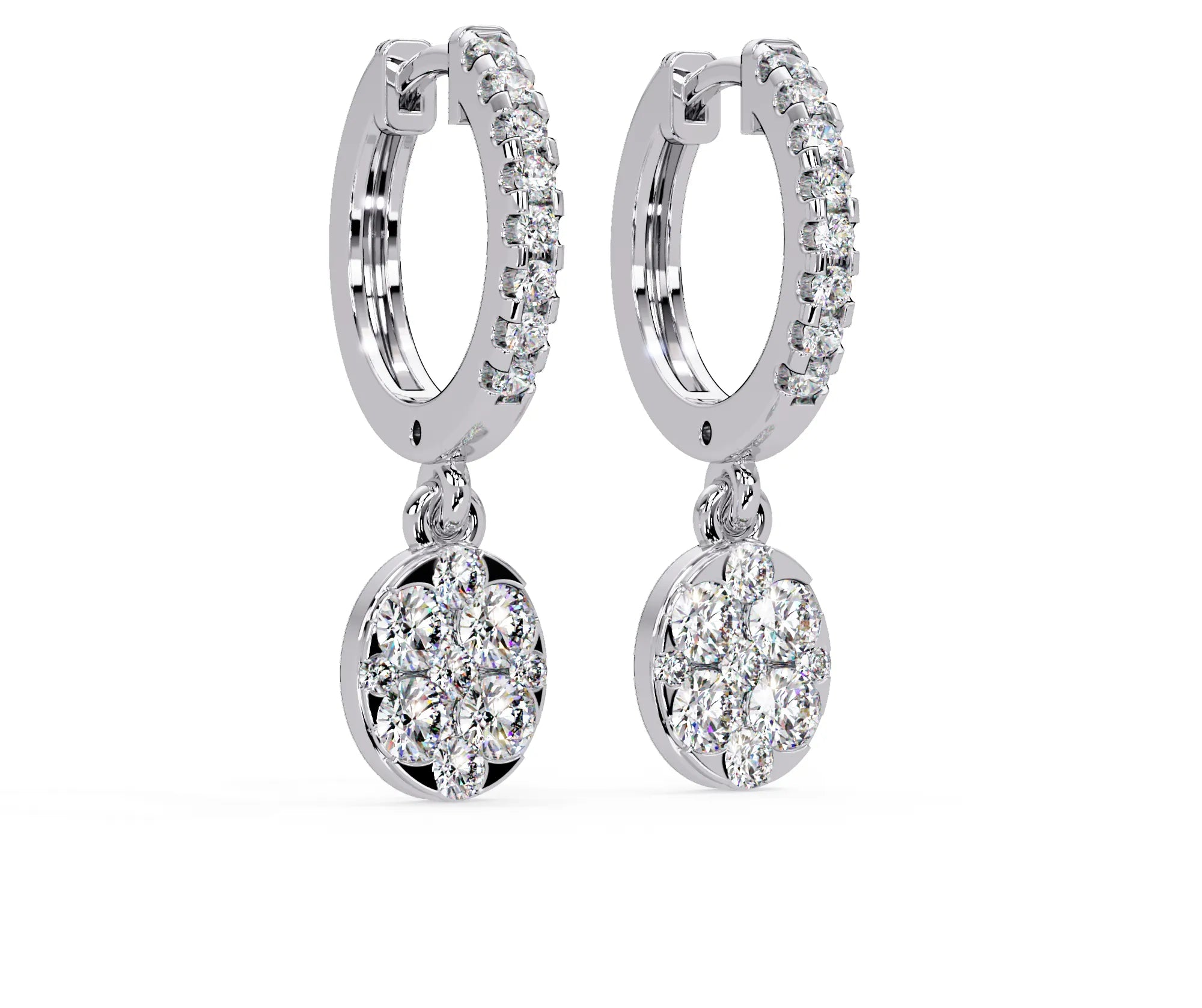 IGI Certified- 1.5 Ct. Lab Grown Diamond (VS/E-F) Diamond Hoop Dangle Earrings in Yellow and White Gold Earring