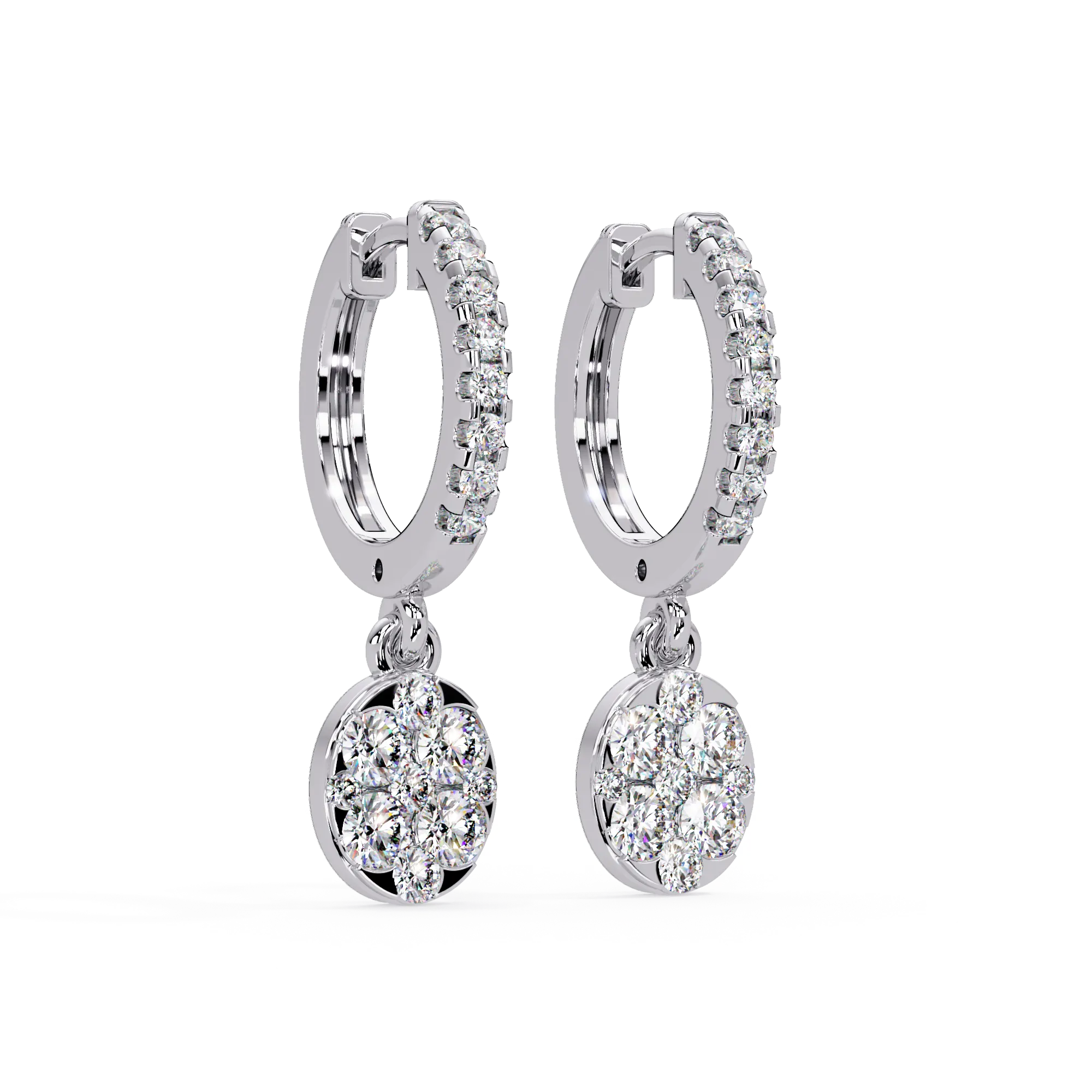 IGI Certified- 1.5 Ct. Lab Grown Diamond (VS/E-F) Diamond Hoop Dangle Earrings in Yellow and White Gold Earring