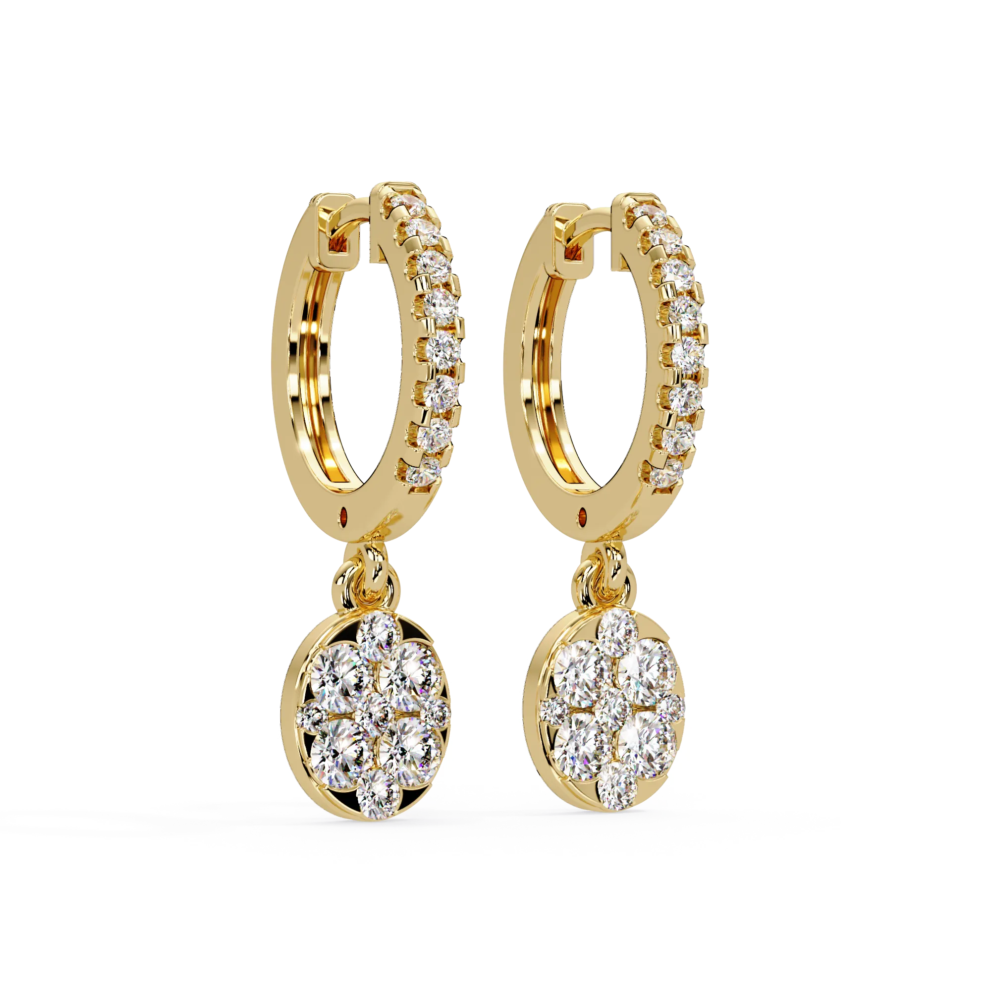 IGI Certified- 1.5 Ct. Lab Grown Diamond (VS/E-F) Diamond Hoop Dangle Earrings in Yellow and White Gold Earring