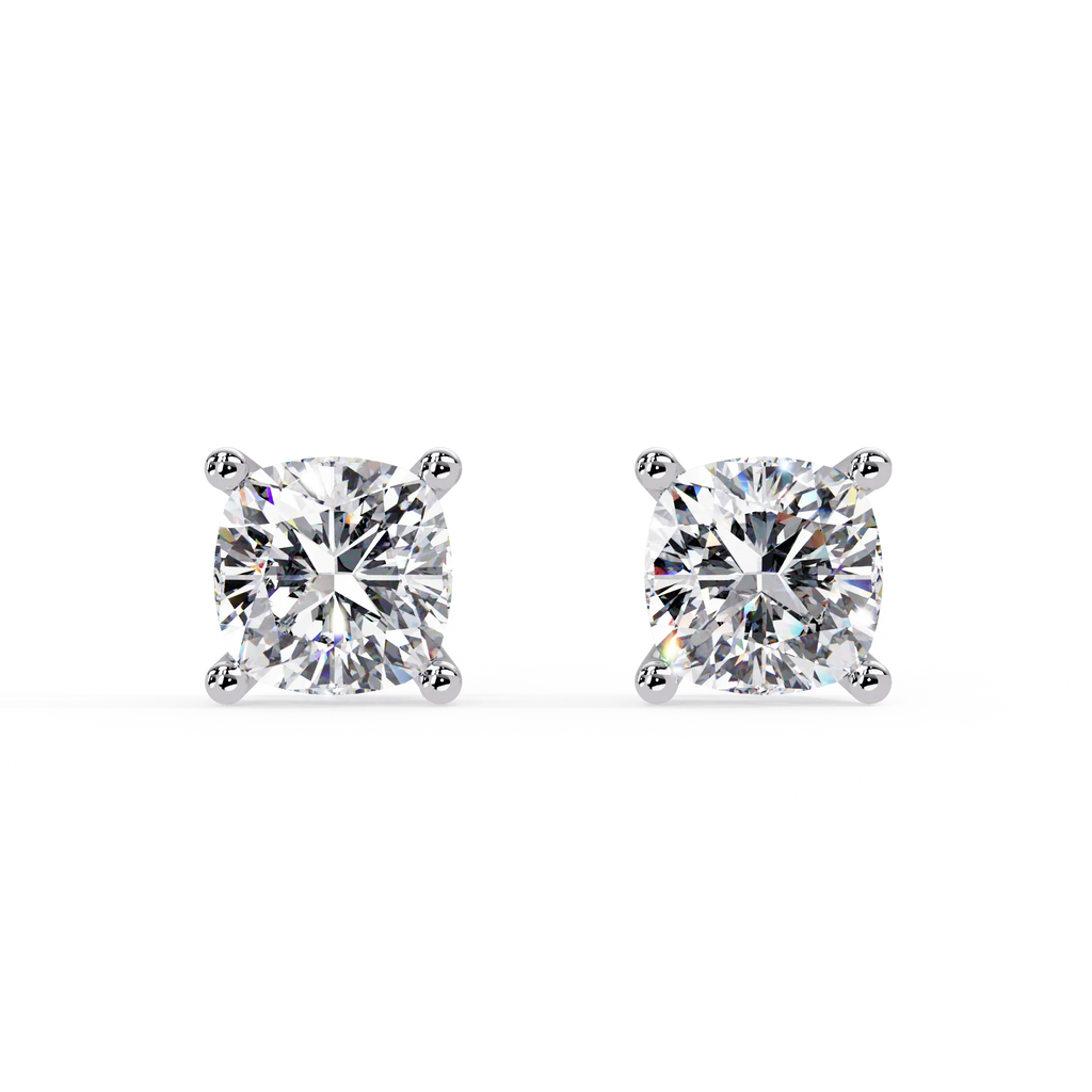 IGI Certified- 2.25 Ct. Lab Grown Diamond (VS/E-F) Stud Earrings With Cushion Cut Diamond Earring
