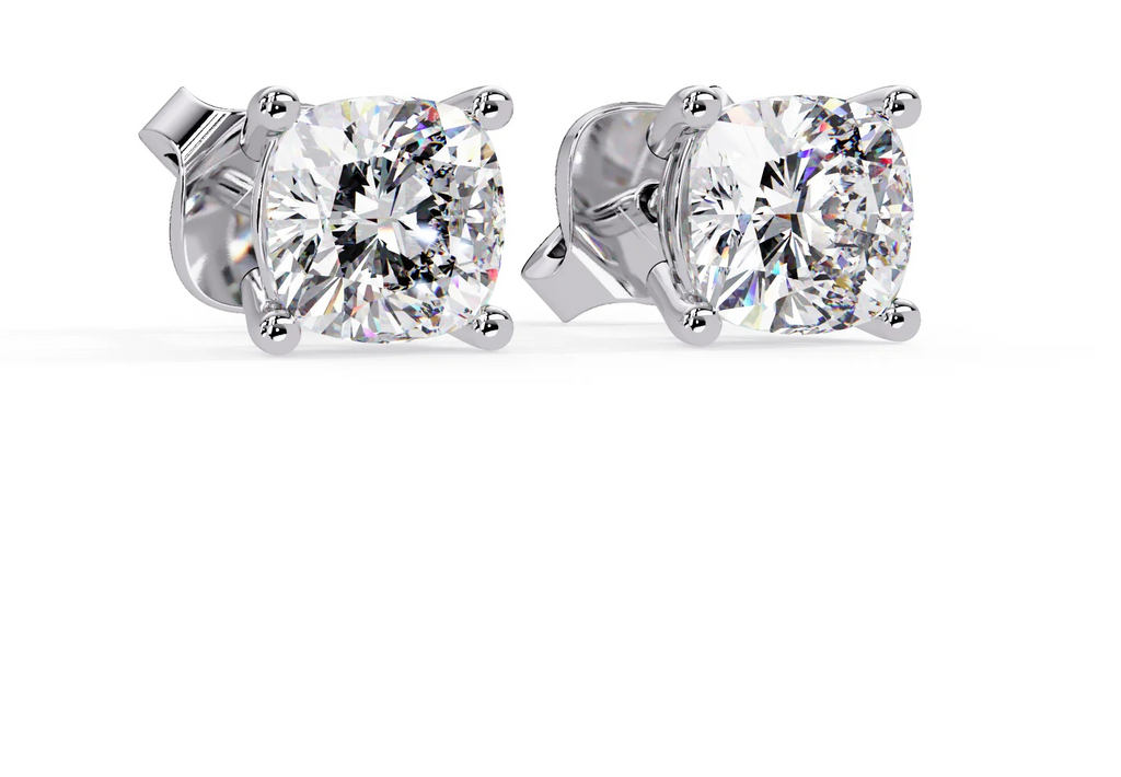 IGI Certified- 2.25 Ct. Lab Grown Diamond (VS/E-F) Stud Earrings With Cushion Cut Diamond Earring