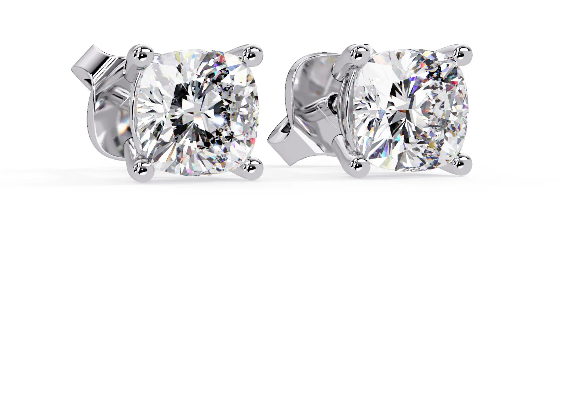 IGI Certified- 2.25 Ct. Lab Grown Diamond (VS/E-F) Stud Earrings With Cushion Cut Diamond Earring