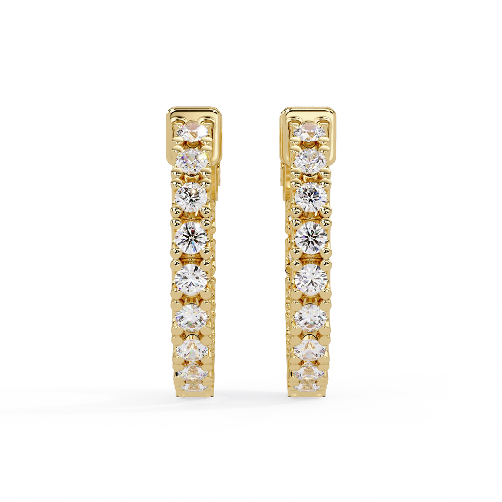 IGI Certified- 1 Ct. Lab Grown Diamond (VS/E-F) Radiant Diamond Hoop Earrings