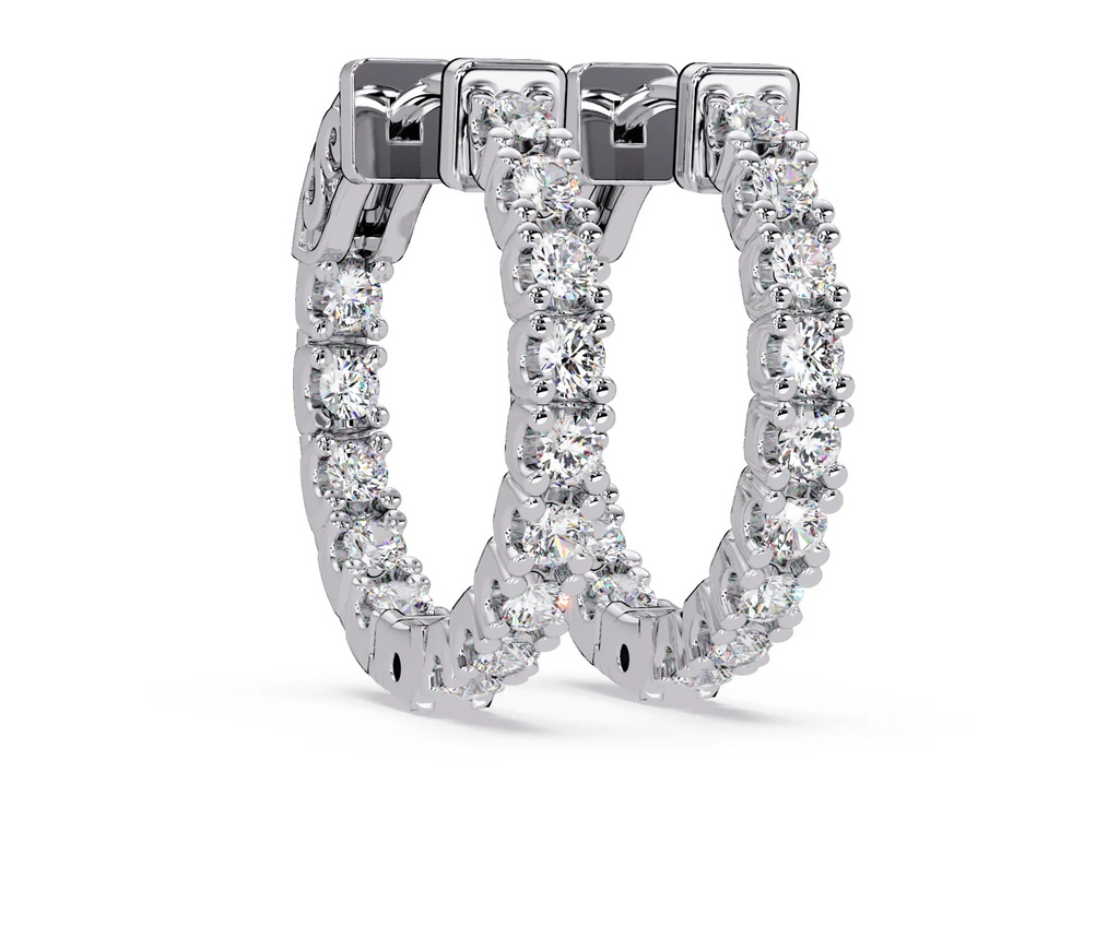 IGI Certified- 1 Ct. Lab Grown Diamond (VS/E-F) Radiant Diamond Hoop Earrings