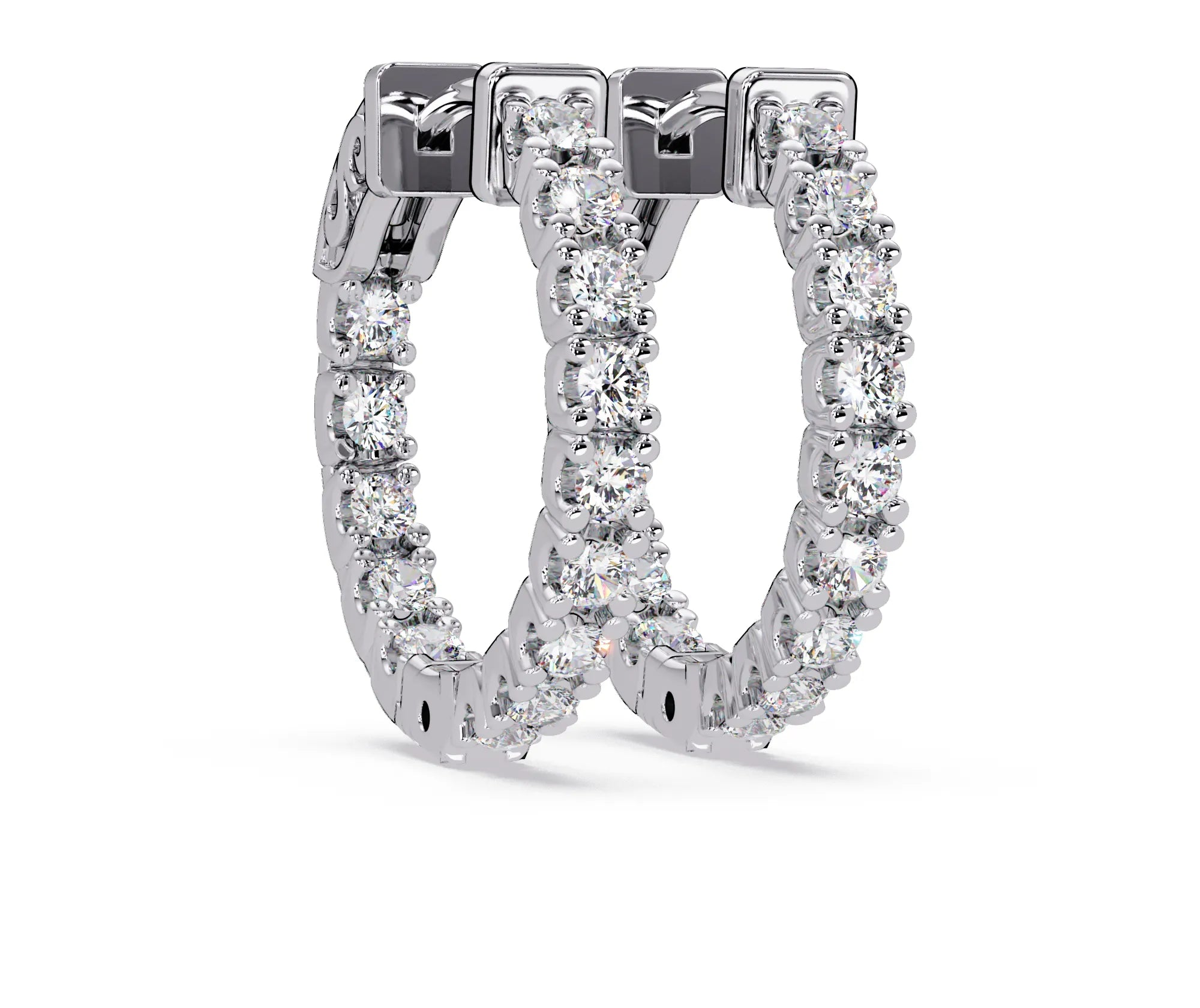 IGI Certified- 1 Ct. Lab Grown Diamond (VS/E-F) Radiant Diamond Hoop Earrings