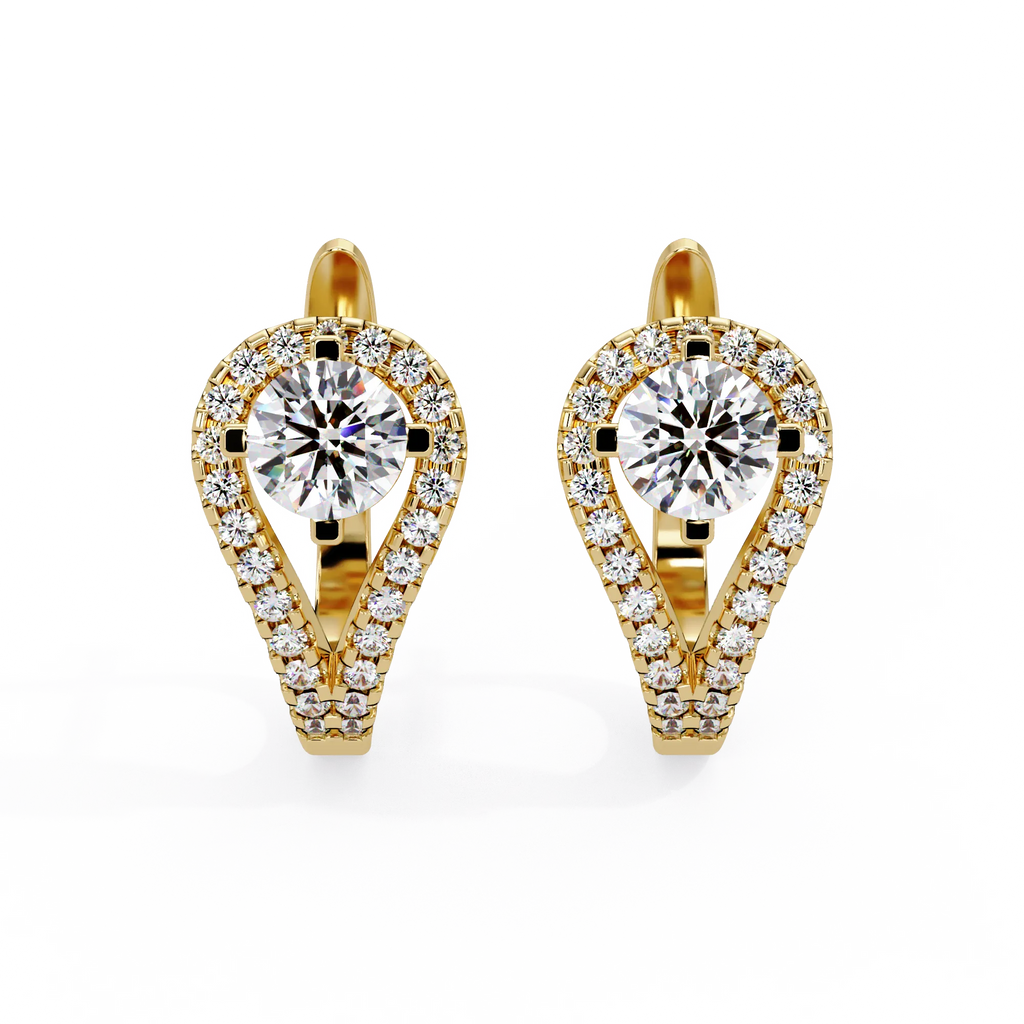 IGI Certified- 1.25 Ct. Lab Grown Diamond (VS/E-F) Teardrop Earrings with Round Cut Stones Earring
