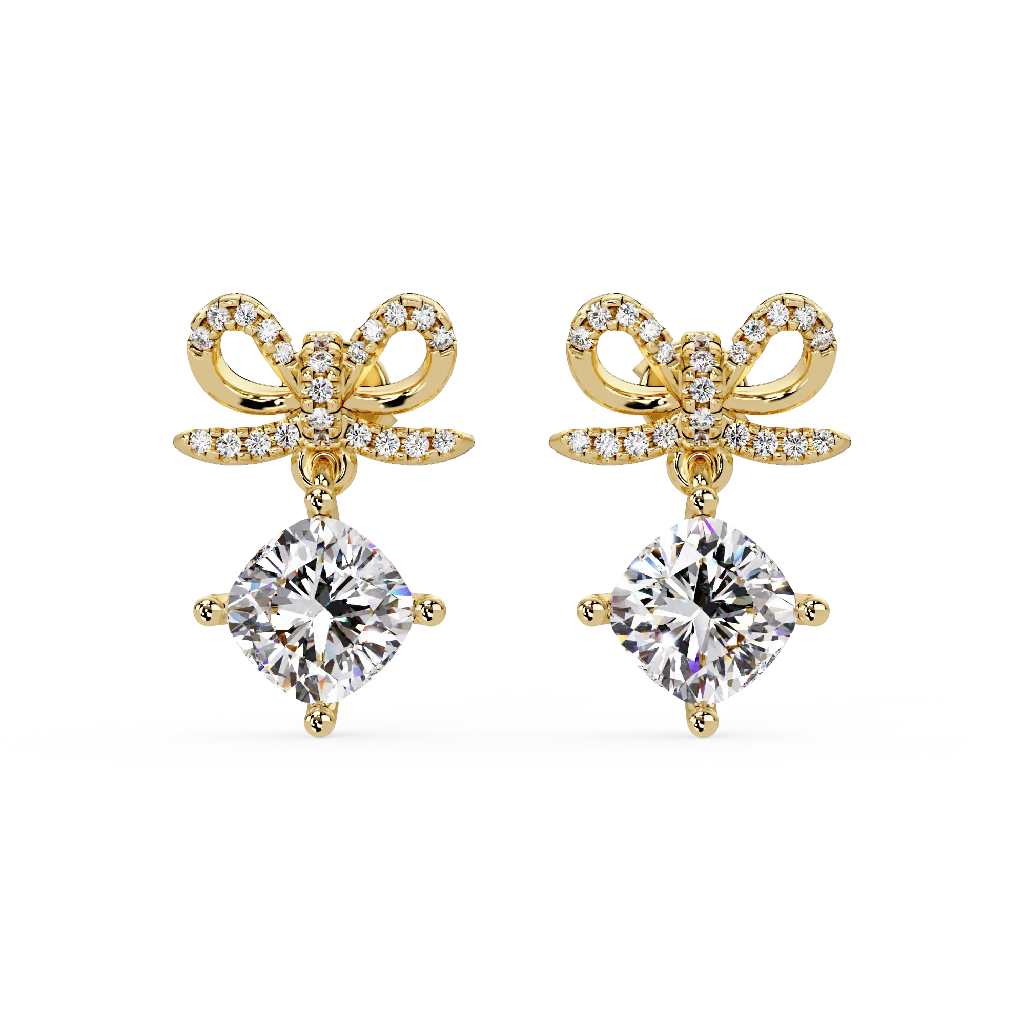 IGI Certified- 2 Ct. Lab Grown Diamond (VS/E-F) "The Gift Bow" Diamond Dangle Earrings