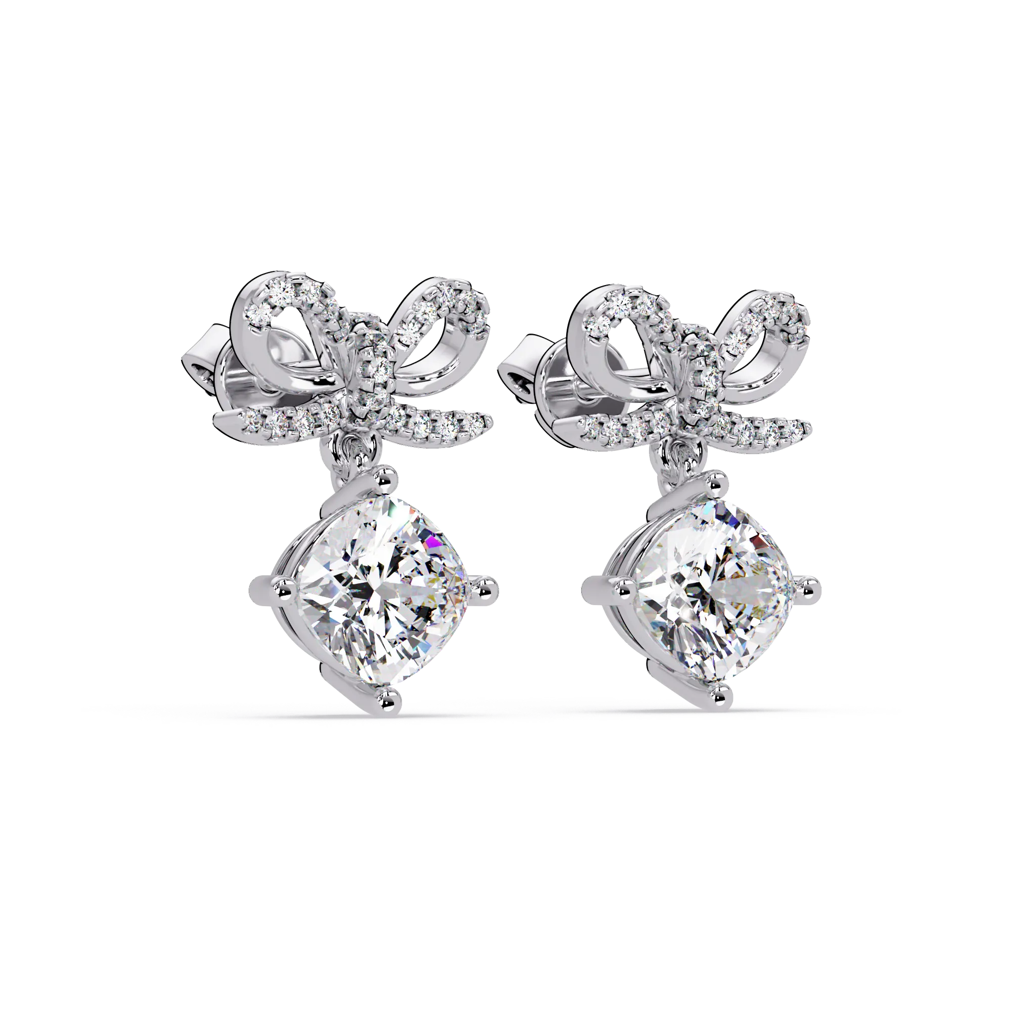 IGI Certified- 2 Ct. Lab Grown Diamond (VS/E-F) "The Gift Bow" Diamond Dangle Earrings