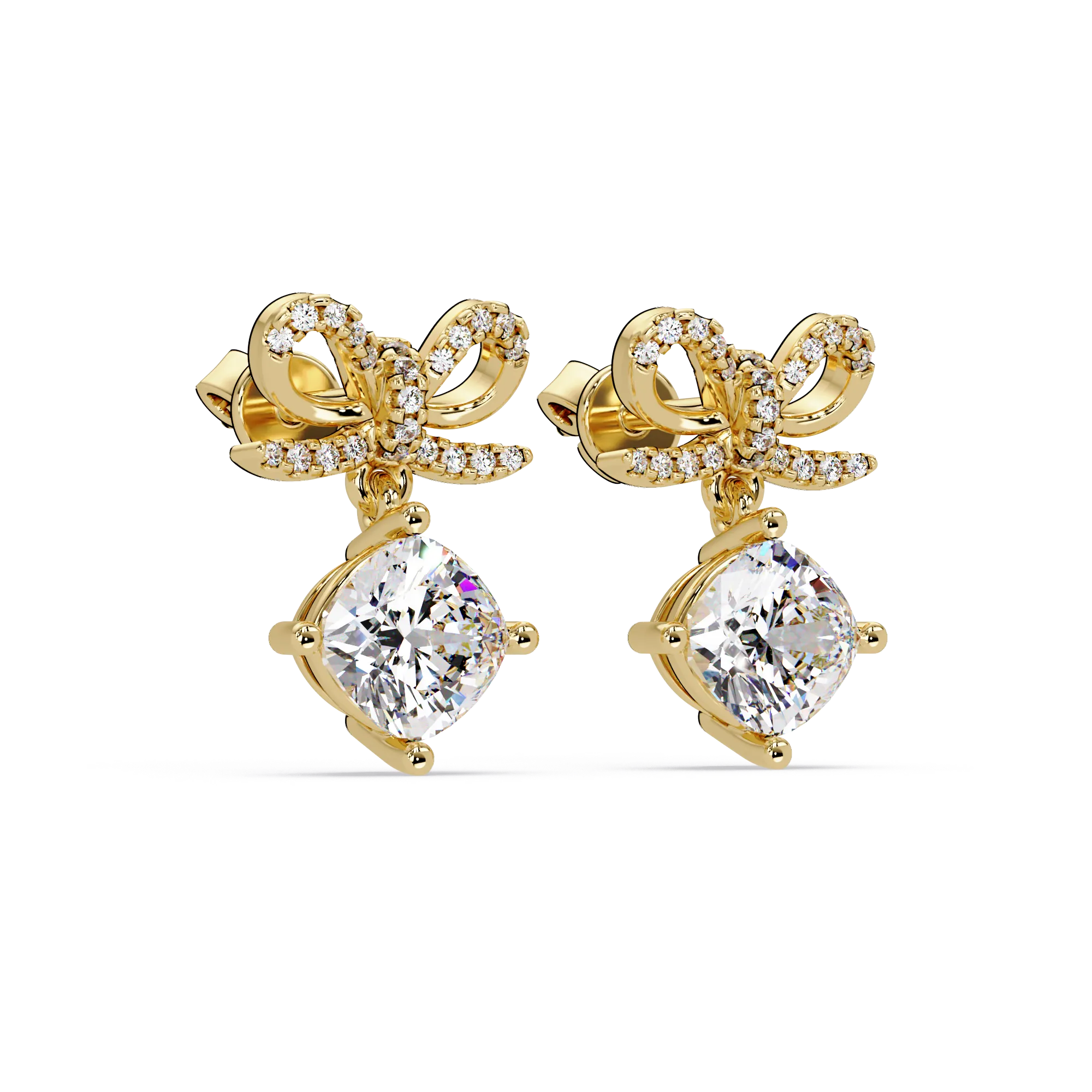 IGI Certified- 2 Ct. Lab Grown Diamond (VS/E-F) "The Gift Bow" Diamond Dangle Earrings