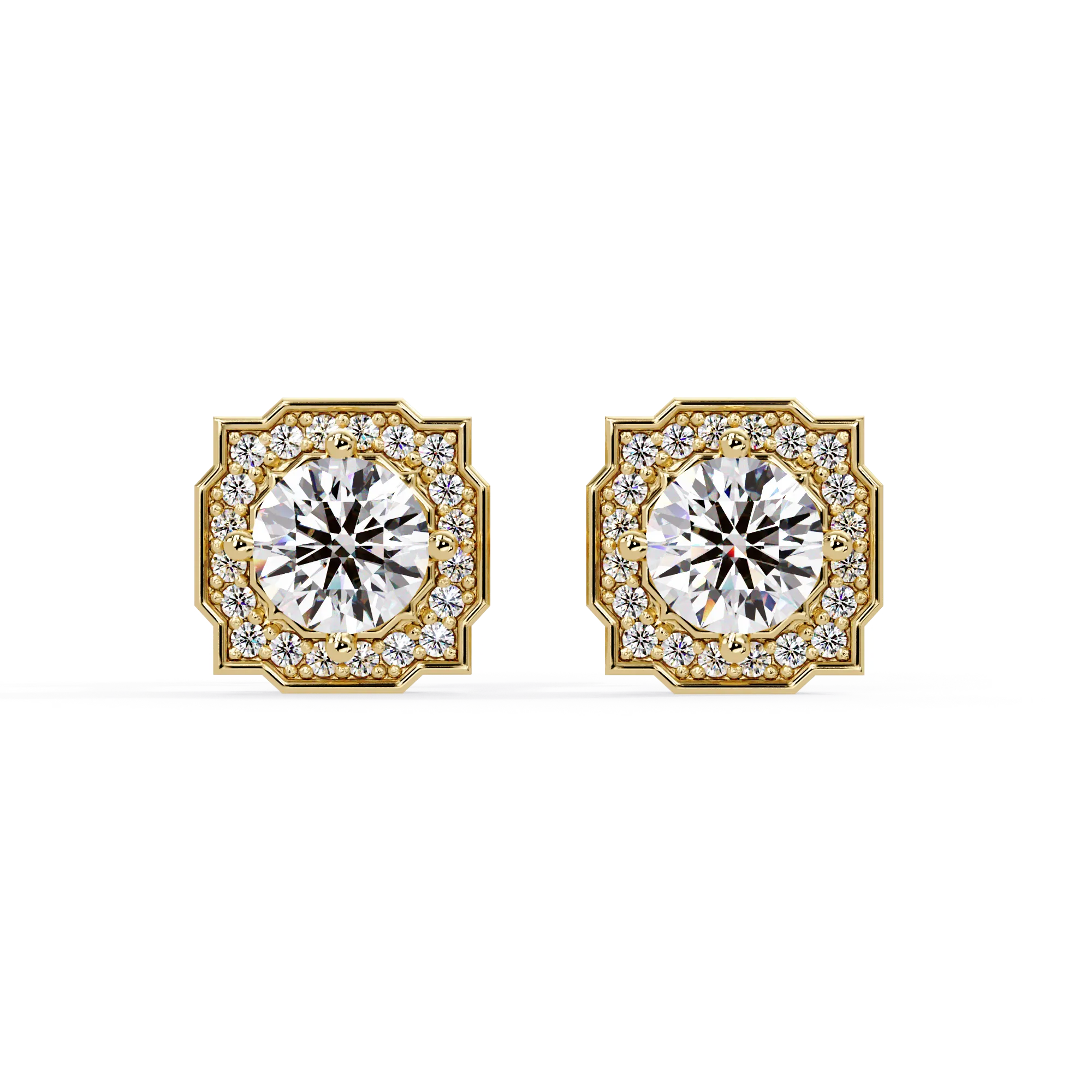 IGI Certified- 1 Ct. Lab Grown Diamond (VS/E-F) Cushion-Shape Diamond Halo Stud Earrings