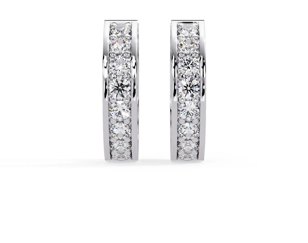 IGI Certified- 4.5 Ct. Lab Grown Diamond (VS/E-F) Classic Channel-Set Diamond Huggie Hoop Earrings
