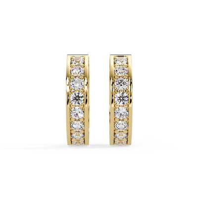 Classic Channel-Set Diamond Huggie Hoop Earrings