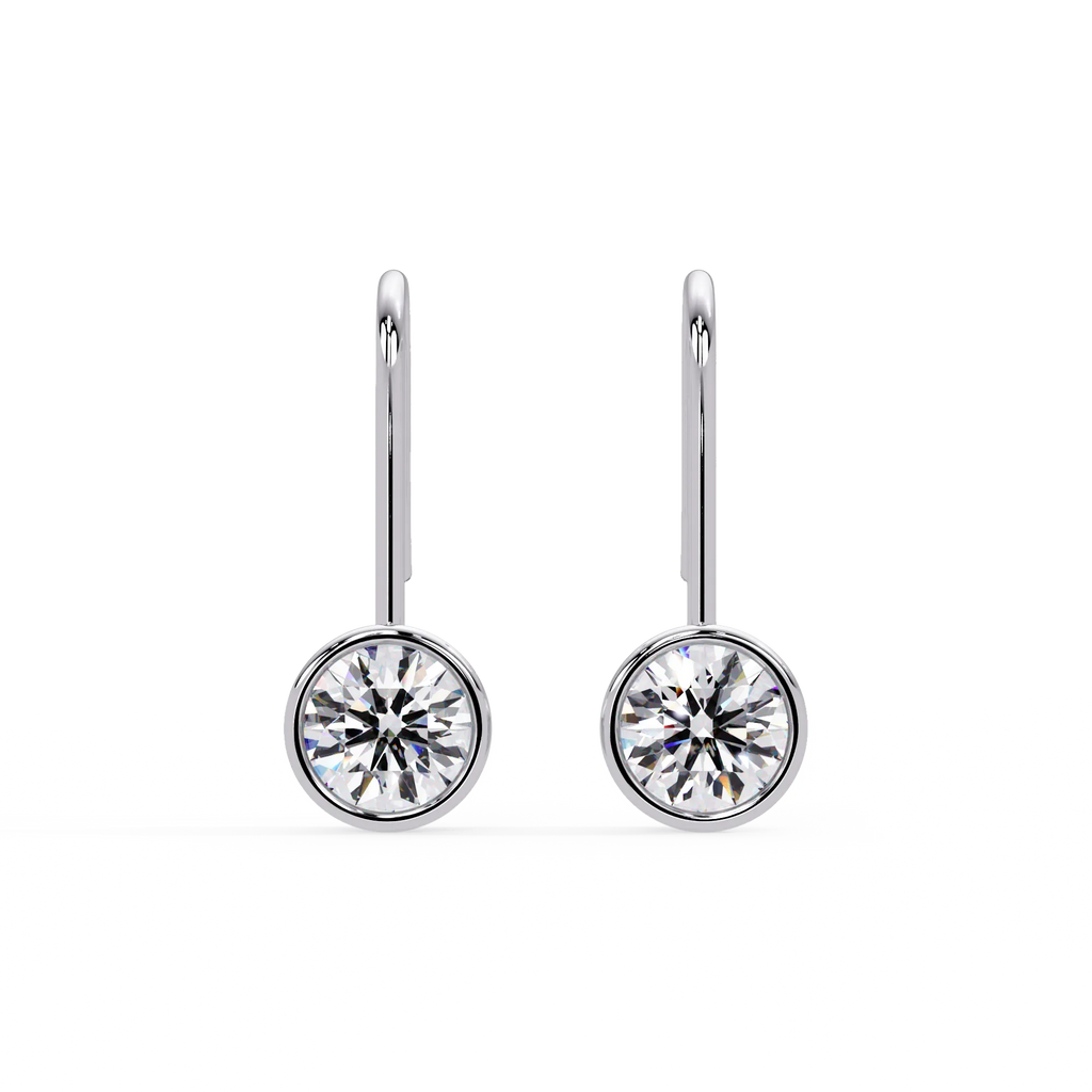 IGI Certified- 1.25 Ct. Lab Grown Diamond (VS/E-F) Elegant Bezel-Set Diamond Fish Hook Earring