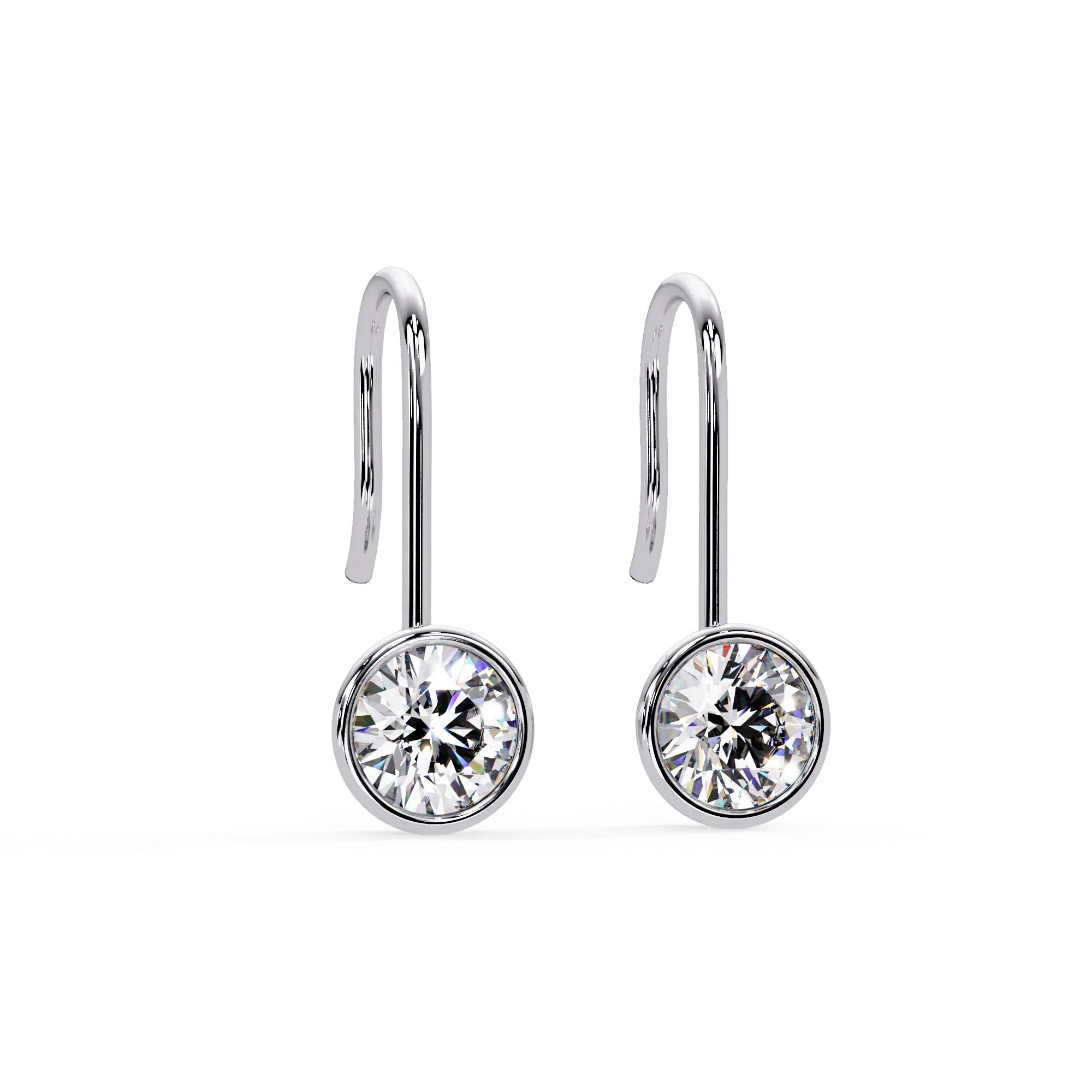 IGI Certified- 1.25 Ct. Lab Grown Diamond (VS/E-F) Elegant Bezel-Set Diamond Fish Hook Earring