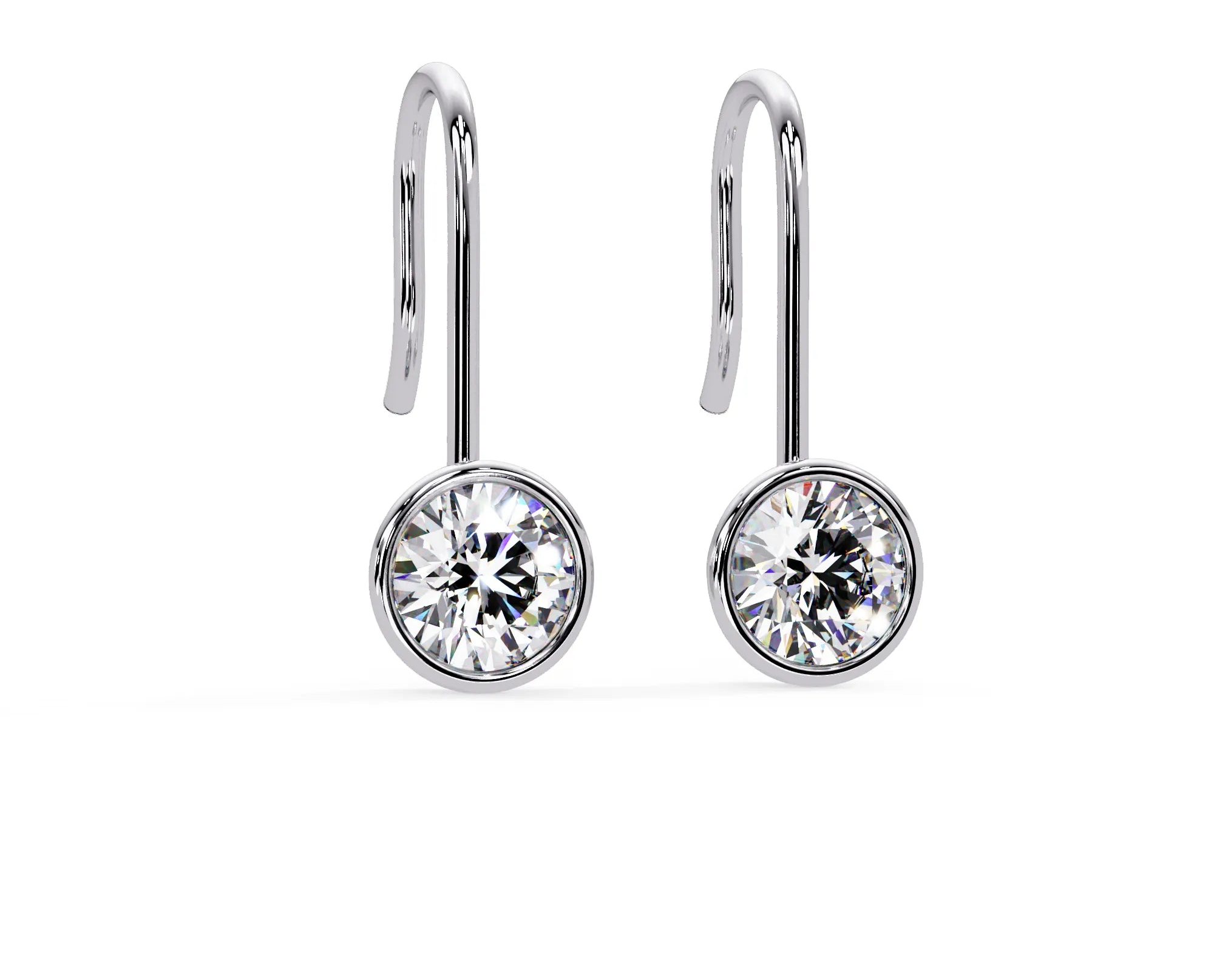 IGI Certified- 1.25 Ct. Lab Grown Diamond (VS/E-F) Elegant Bezel-Set Diamond Fish Hook Earring