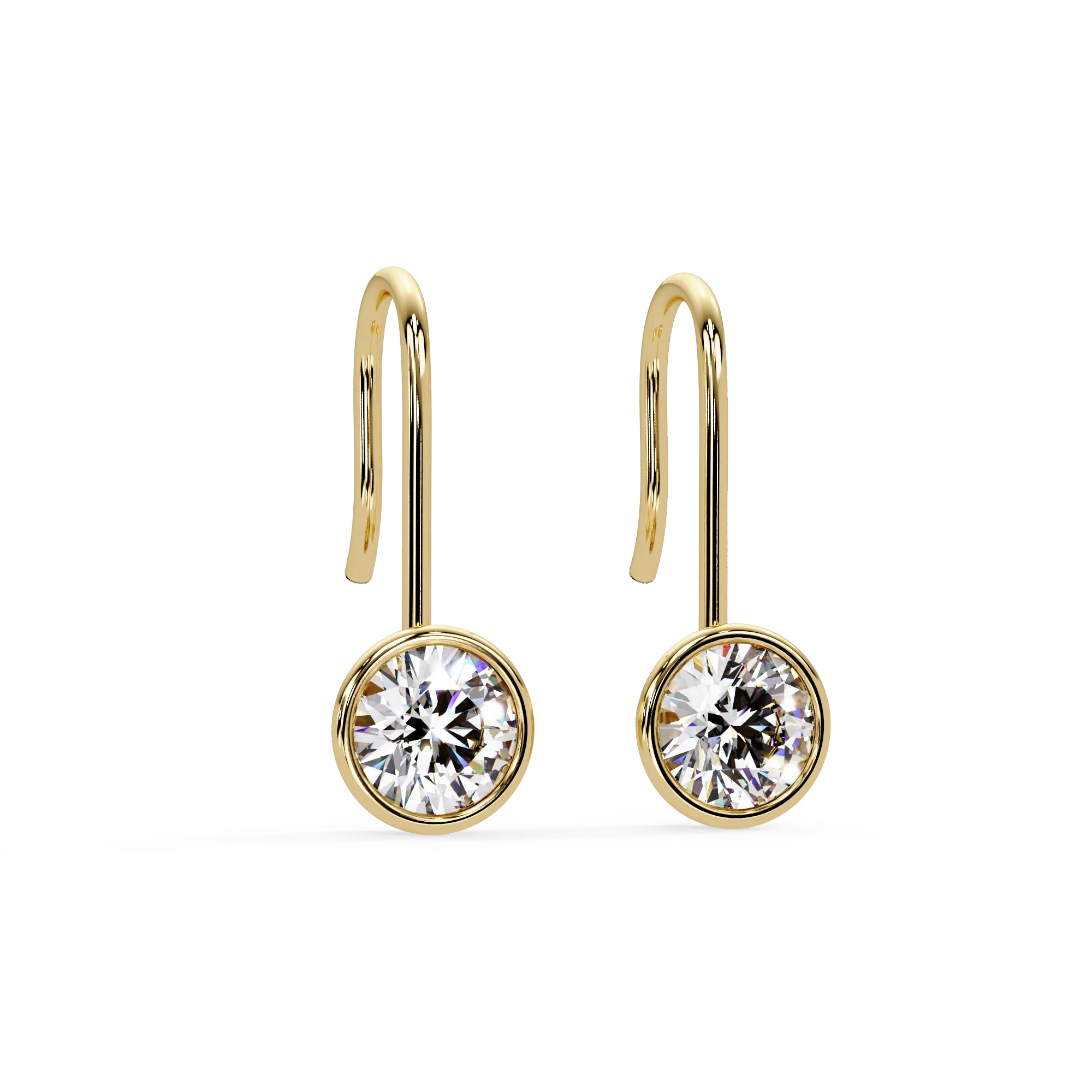 IGI Certified- 1.25 Ct. Lab Grown Diamond (VS/E-F) Elegant Bezel-Set Diamond Fish Hook Earring