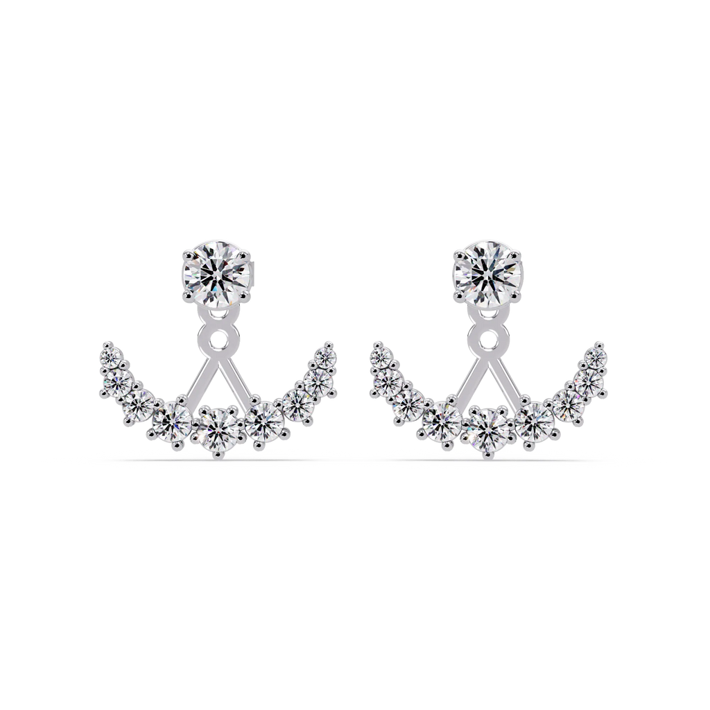IGI Certified- 1 Ct. Lab Grown Diamond (VS/E-F) Radiant Diamond Ear Jackets (Front-Back Earrings)