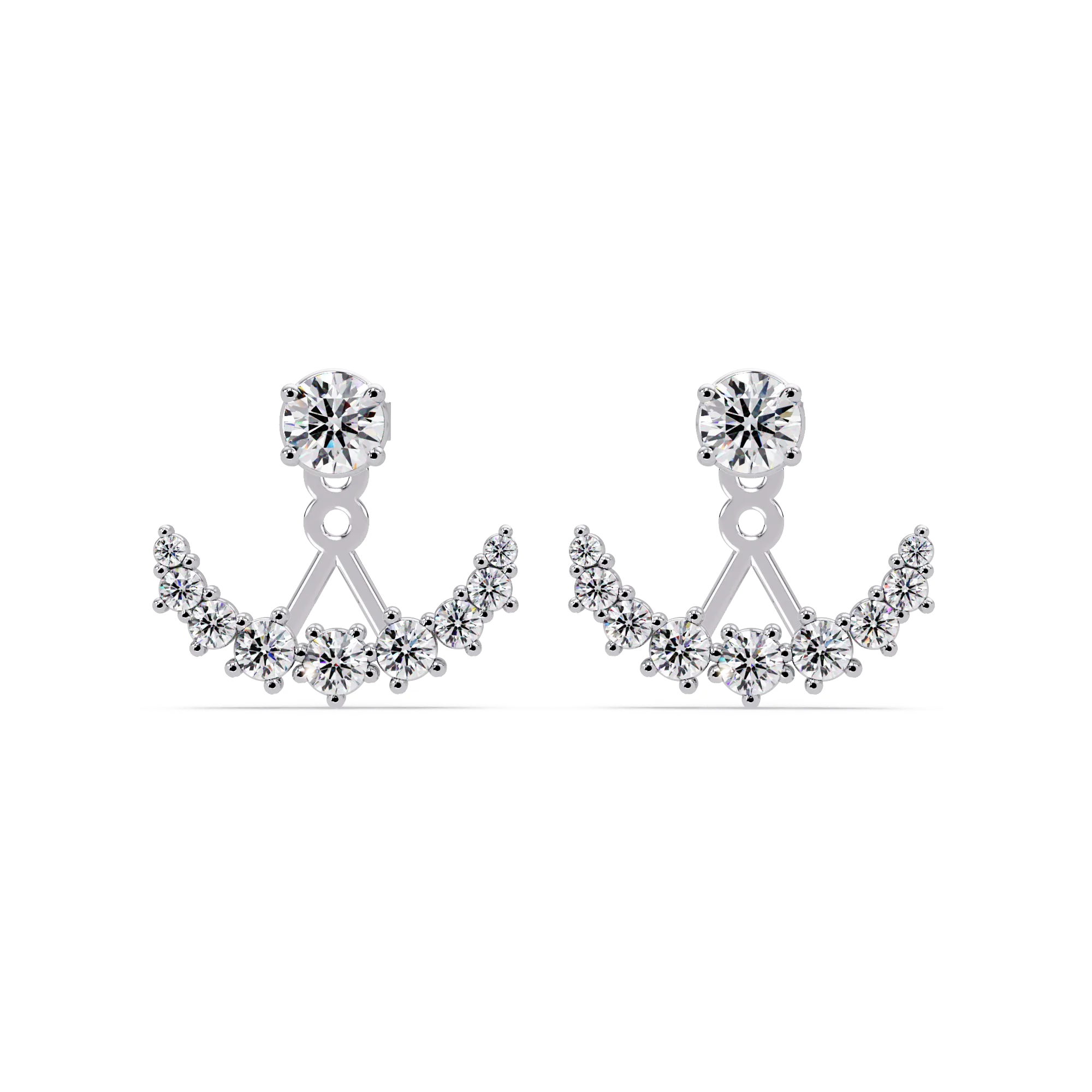 IGI Certified- 1 Ct. Lab Grown Diamond (VS/E-F) Radiant Diamond Ear Jackets (Front-Back Earrings)