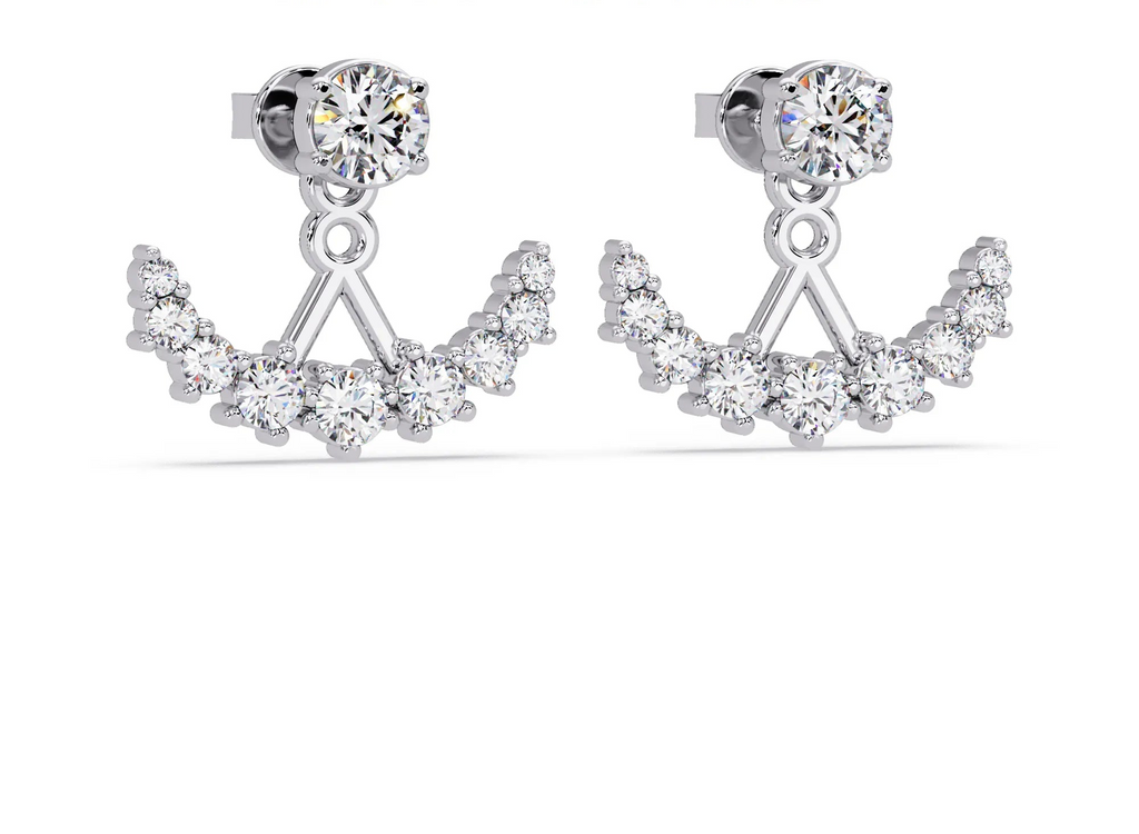 IGI Certified- 1 Ct. Lab Grown Diamond (VS/E-F) Radiant Diamond Ear Jackets (Front-Back Earrings)