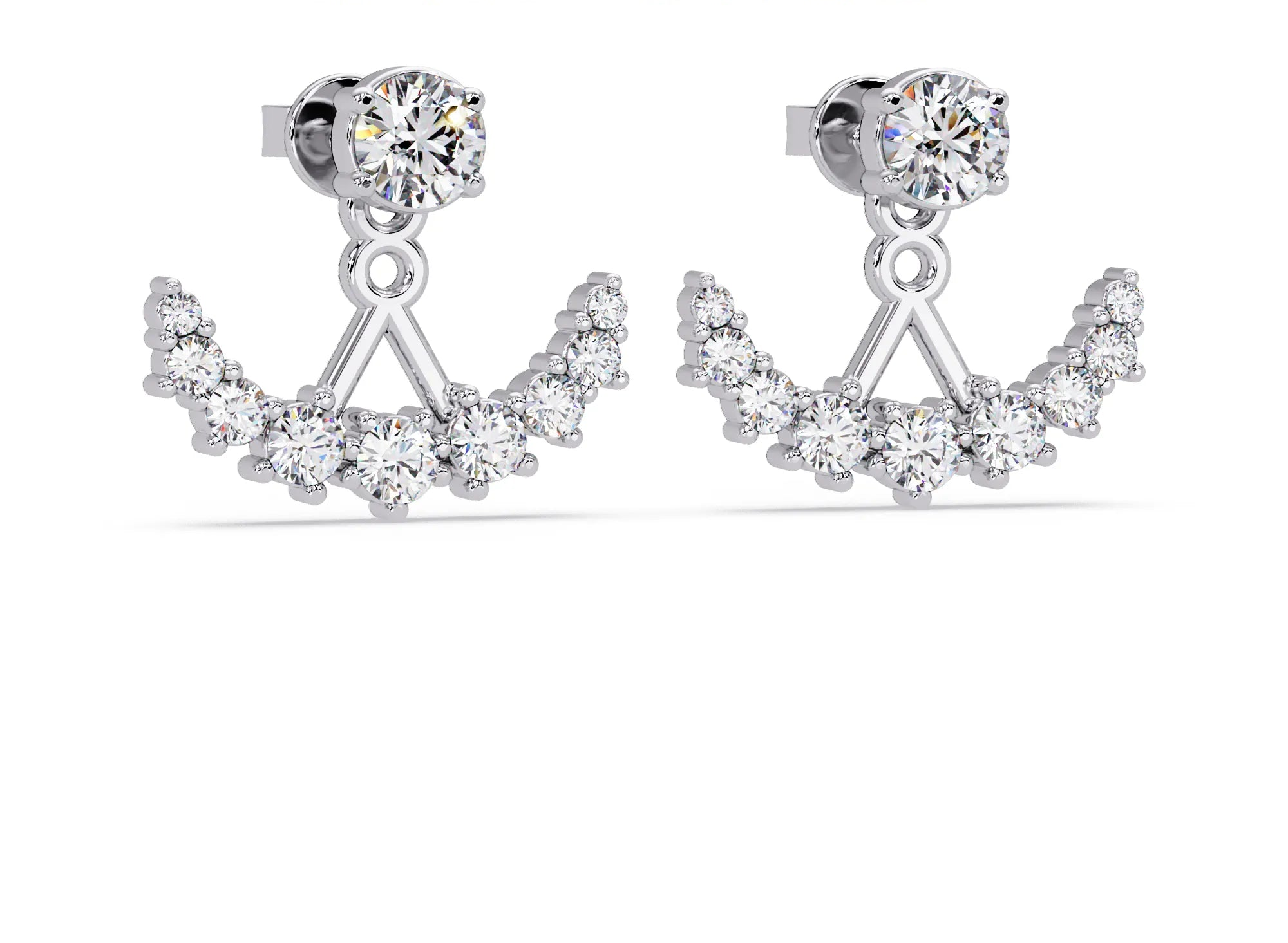 IGI Certified- 1 Ct. Lab Grown Diamond (VS/E-F) Radiant Diamond Ear Jackets (Front-Back Earrings)