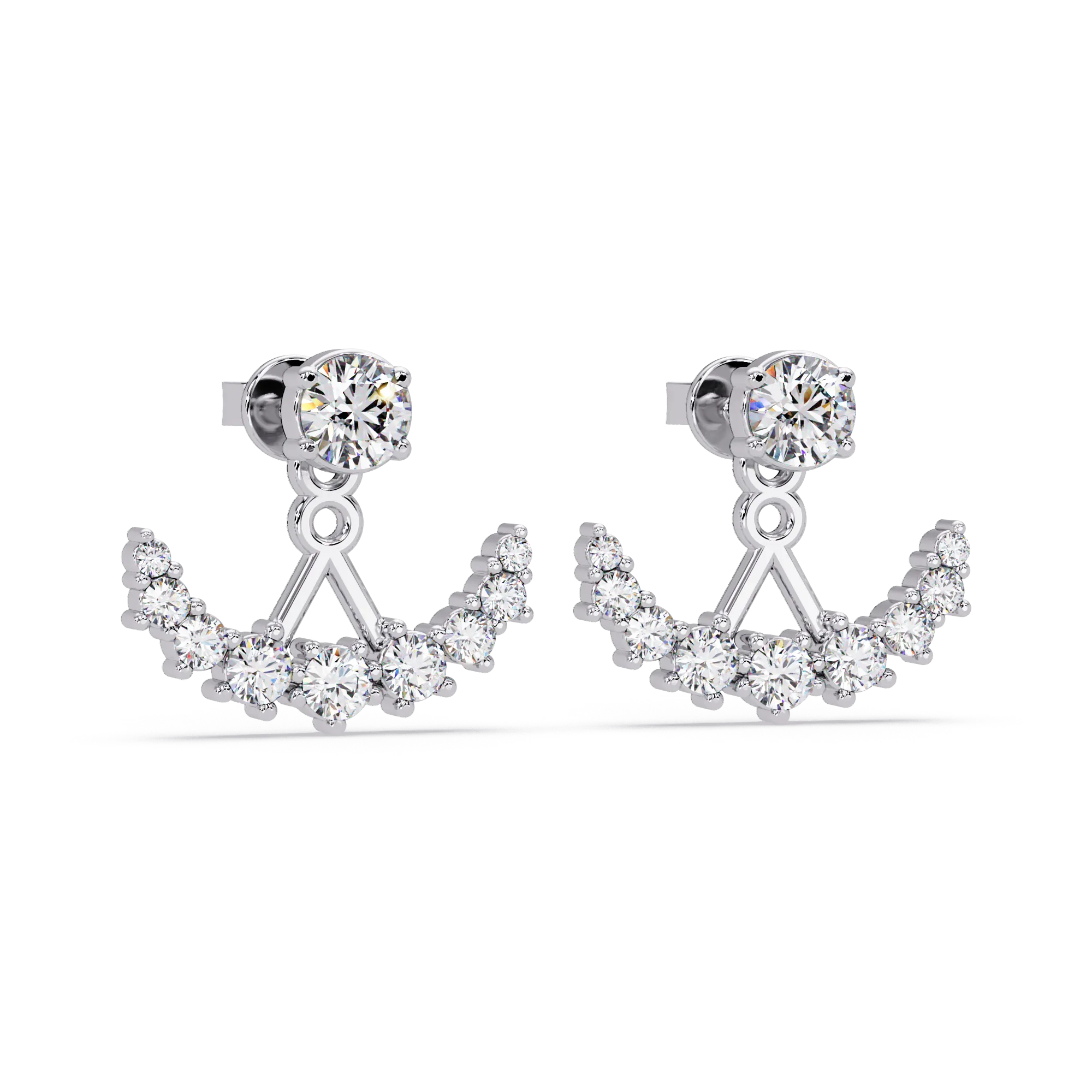 IGI Certified- 1 Ct. Lab Grown Diamond (VS/E-F) Radiant Diamond Ear Jackets (Front-Back Earrings)