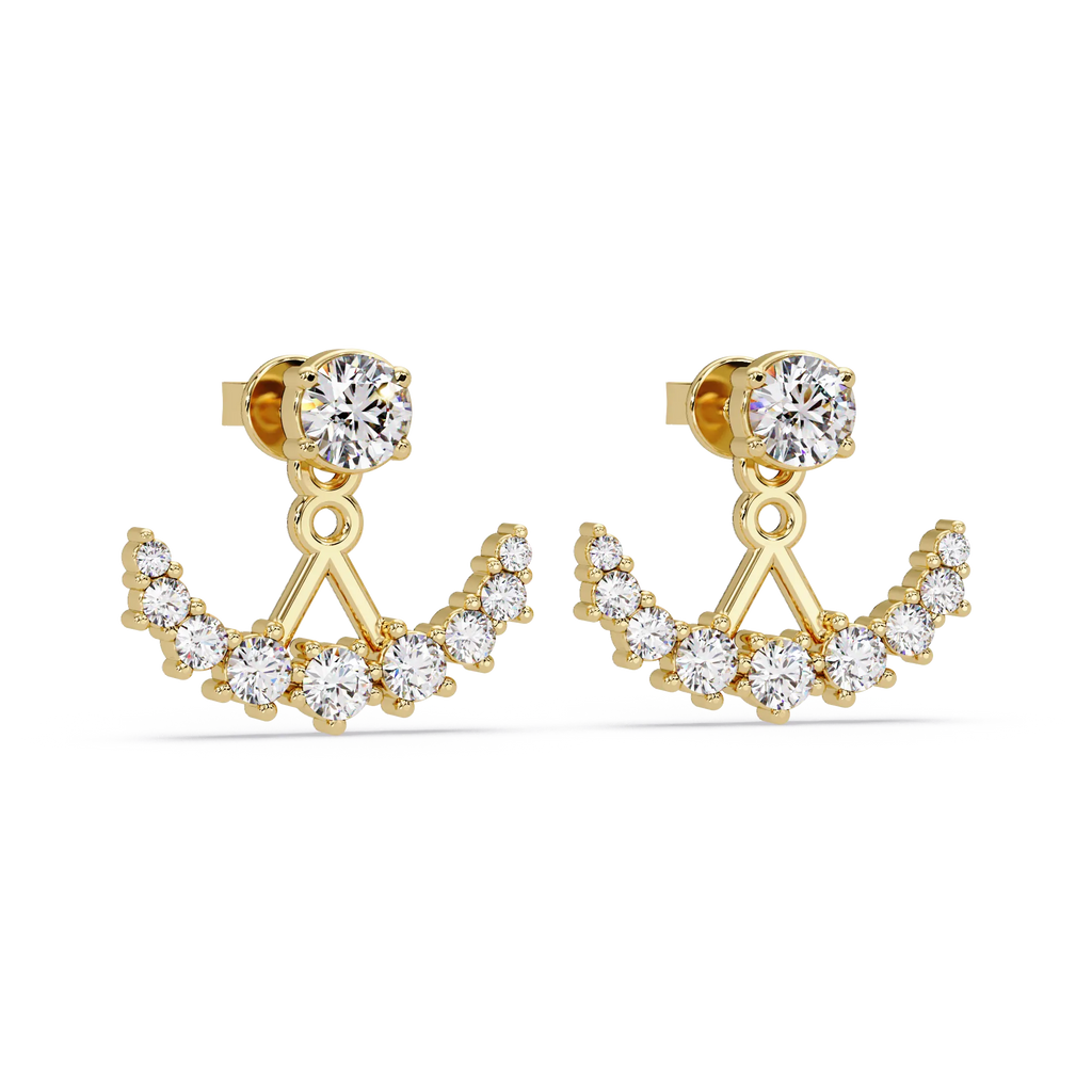IGI Certified- 1 Ct. Lab Grown Diamond (VS/E-F) Radiant Diamond Ear Jackets (Front-Back Earrings)