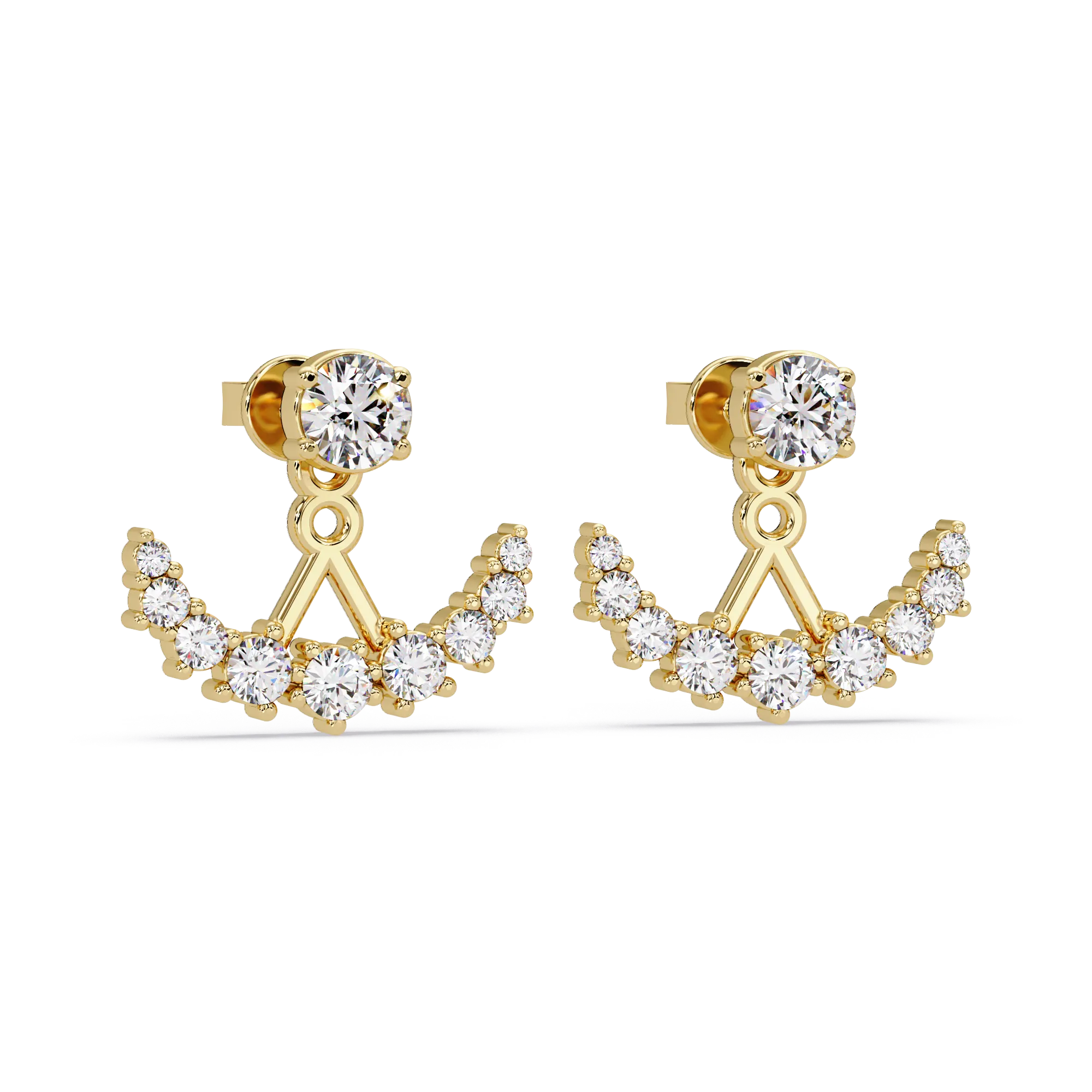 IGI Certified- 1 Ct. Lab Grown Diamond (VS/E-F) Radiant Diamond Ear Jackets (Front-Back Earrings)