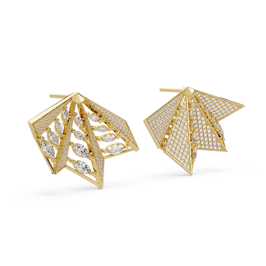 IGI Certified-3 Ct. Lab Grown Diamond (VS/E-F)"Origami" Fan Diamond Earring