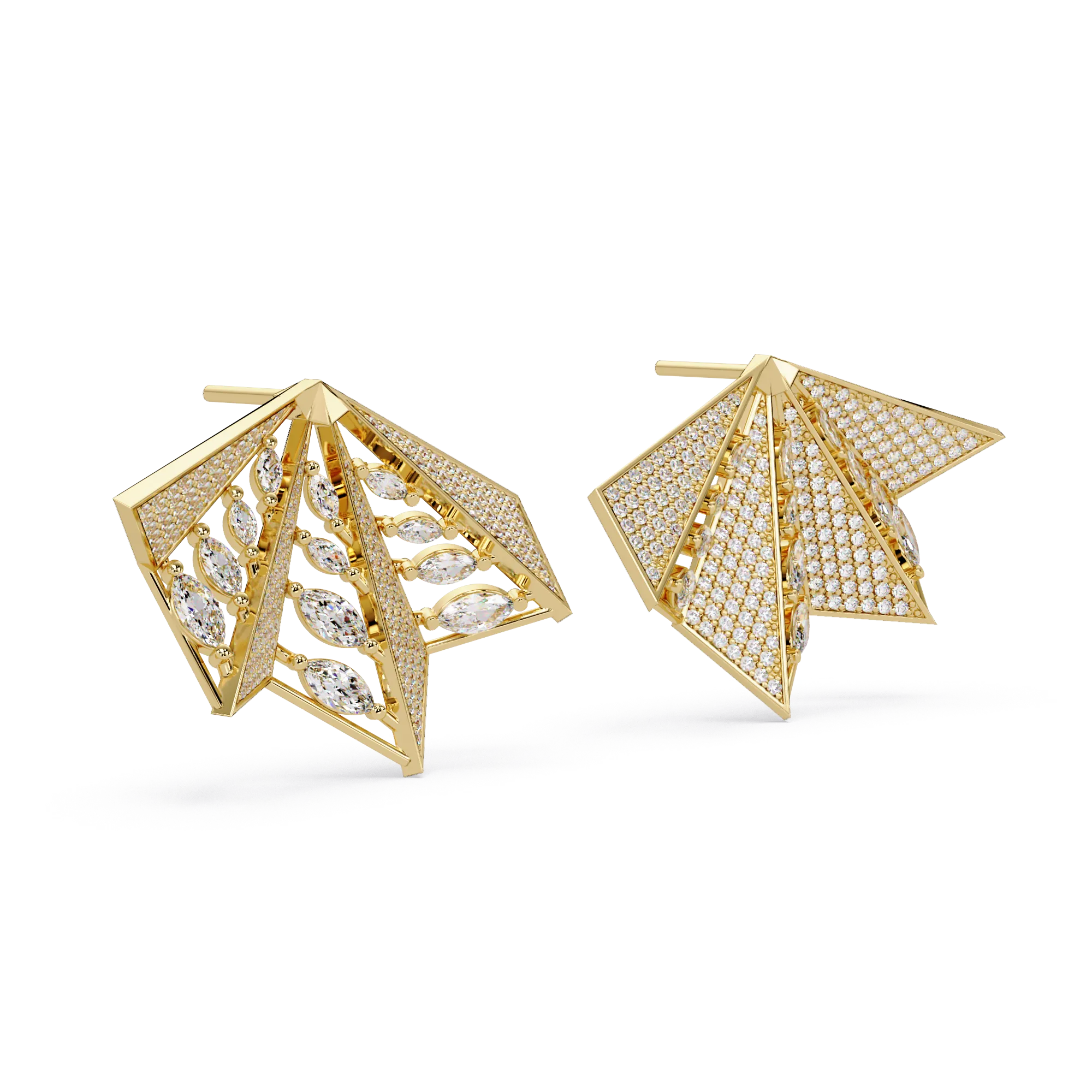 IGI Certified-3 Ct. Lab Grown Diamond (VS/E-F)"Origami" Fan Diamond Earring