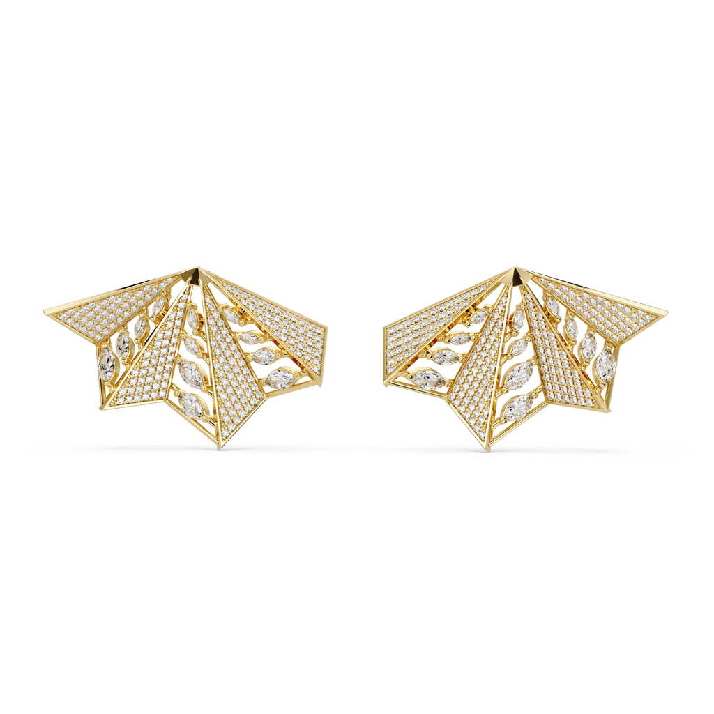IGI Certified-3 Ct. Lab Grown Diamond (VS/E-F)"Origami" Fan Diamond Earring