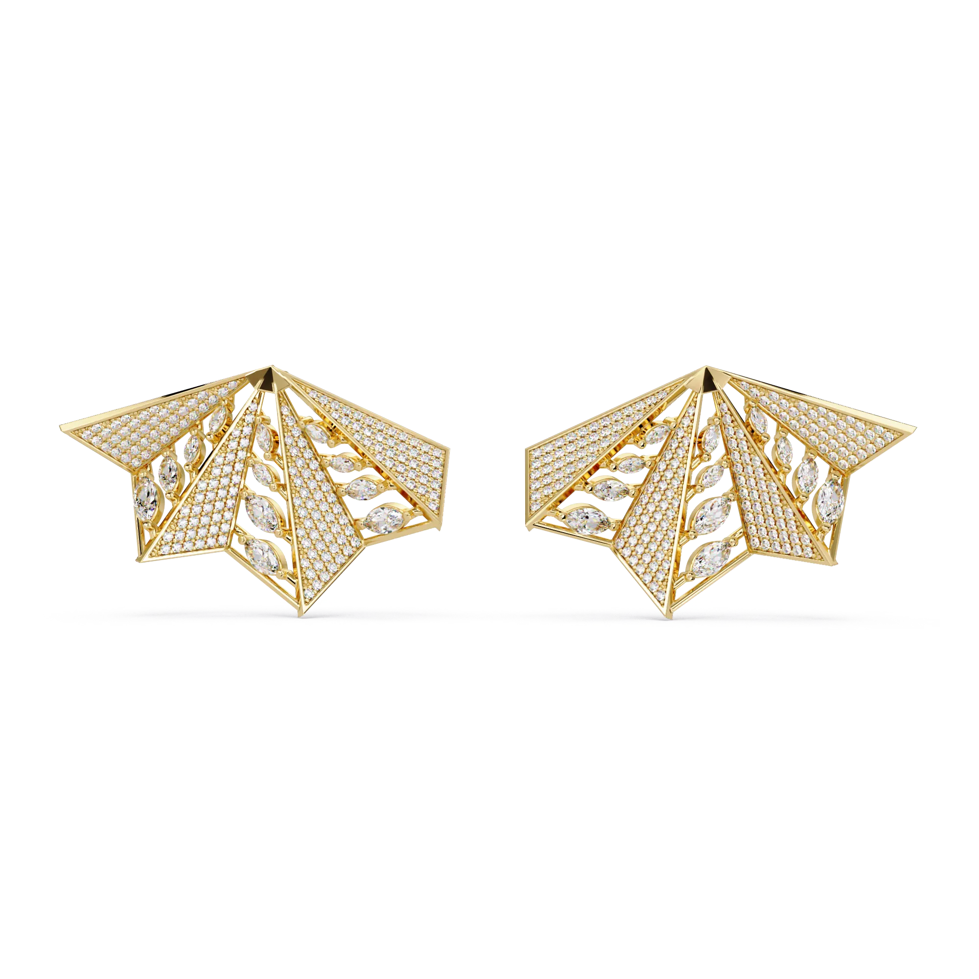 IGI Certified-3 Ct. Lab Grown Diamond (VS/E-F)"Origami" Fan Diamond Earring