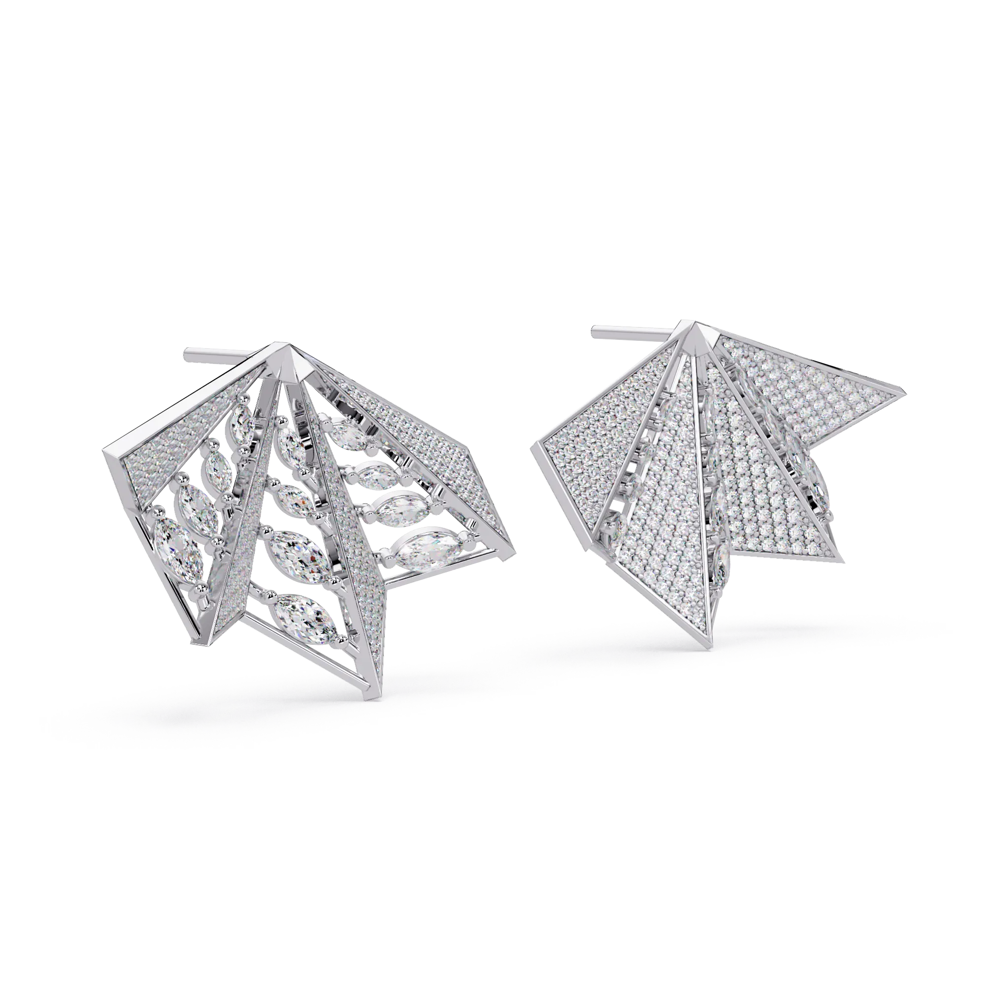 IGI Certified-3 Ct. Lab Grown Diamond (VS/E-F)"Origami" Fan Diamond Earring