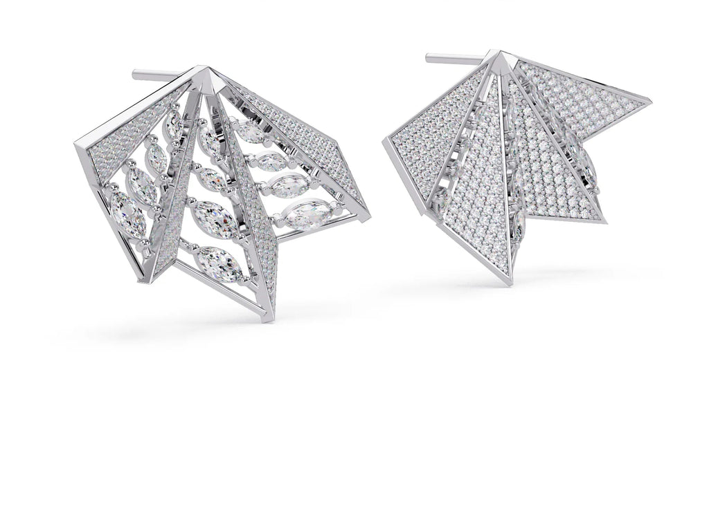 IGI Certified-3 Ct. Lab Grown Diamond (VS/E-F)"Origami" Fan Diamond Earring