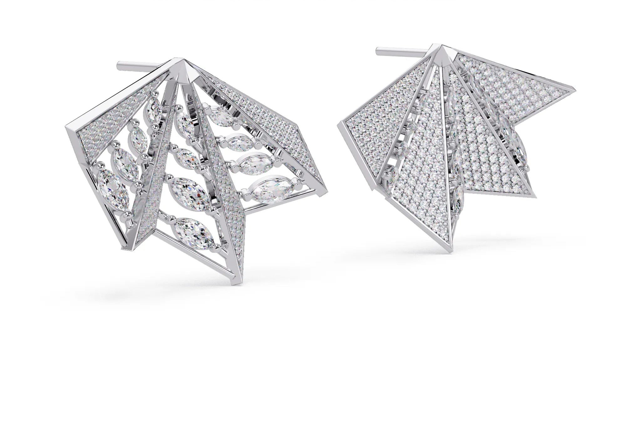 IGI Certified-3 Ct. Lab Grown Diamond (VS/E-F)"Origami" Fan Diamond Earring