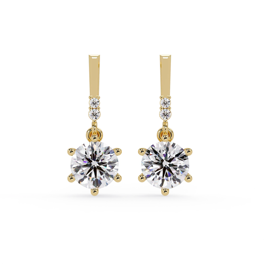 IGI Certified- 4.75 Ct. Lab Grown Diamond (VS/E-F) Classic Diamond Solitaire Drop Earrings – Six-Prong Setting Dangle Design Earring