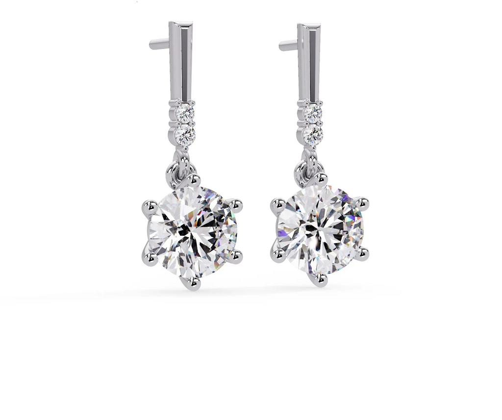 IGI Certified- 4.75 Ct. Lab Grown Diamond (VS/E-F) Classic Diamond Solitaire Drop Earrings – Six-Prong Setting Dangle Design Earring