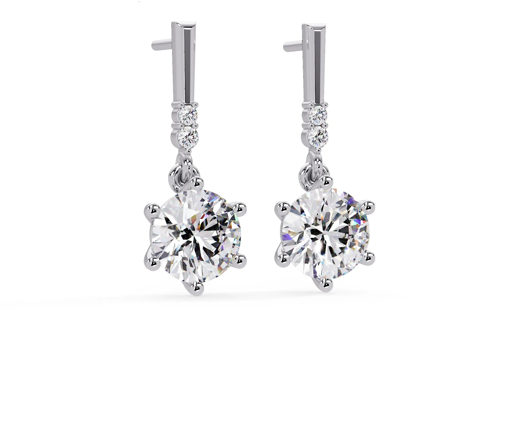 IGI Certified- 4.75 Ct. Lab Grown Diamond (VS/E-F) Classic Diamond Solitaire Drop Earrings – Six-Prong Setting Dangle Design Earring