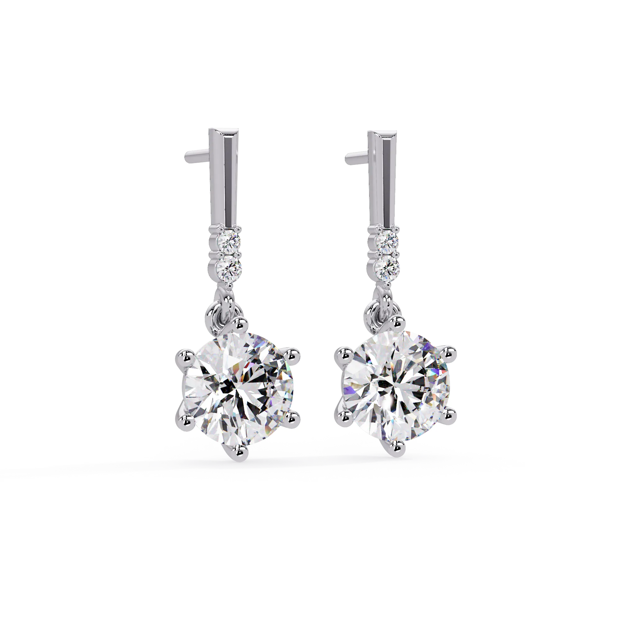 IGI Certified- 4.75 Ct. Lab Grown Diamond (VS/E-F) Classic Diamond Solitaire Drop Earrings – Six-Prong Setting Dangle Design Earring