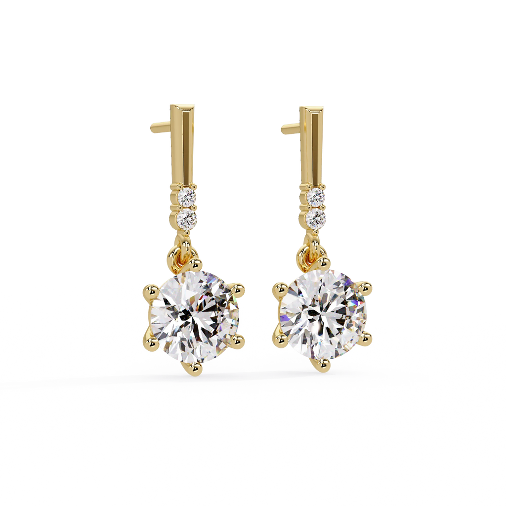 IGI Certified- 4.75 Ct. Lab Grown Diamond (VS/E-F) Classic Diamond Solitaire Drop Earrings – Six-Prong Setting Dangle Design Earring