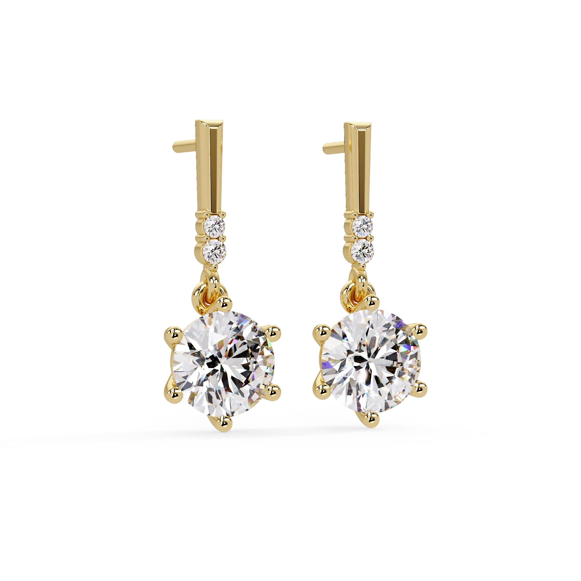 IGI Certified- 4.75 Ct. Lab Grown Diamond (VS/E-F) Classic Diamond Solitaire Drop Earrings – Six-Prong Setting Dangle Design Earring